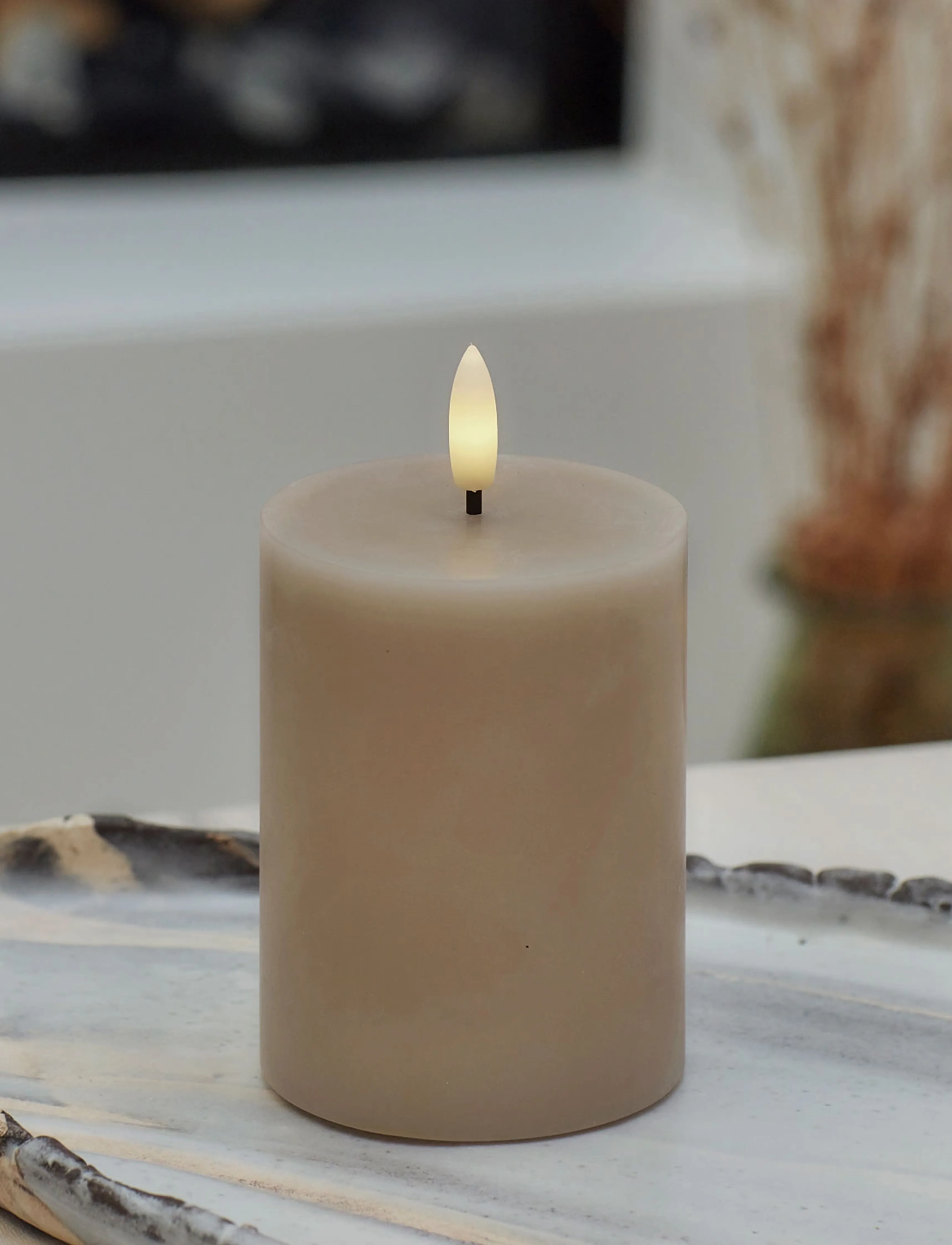 Sirius Home Sille Ø7,5X10Cm, Light Caramel, One Size, Candles, Beige - Led Homeware