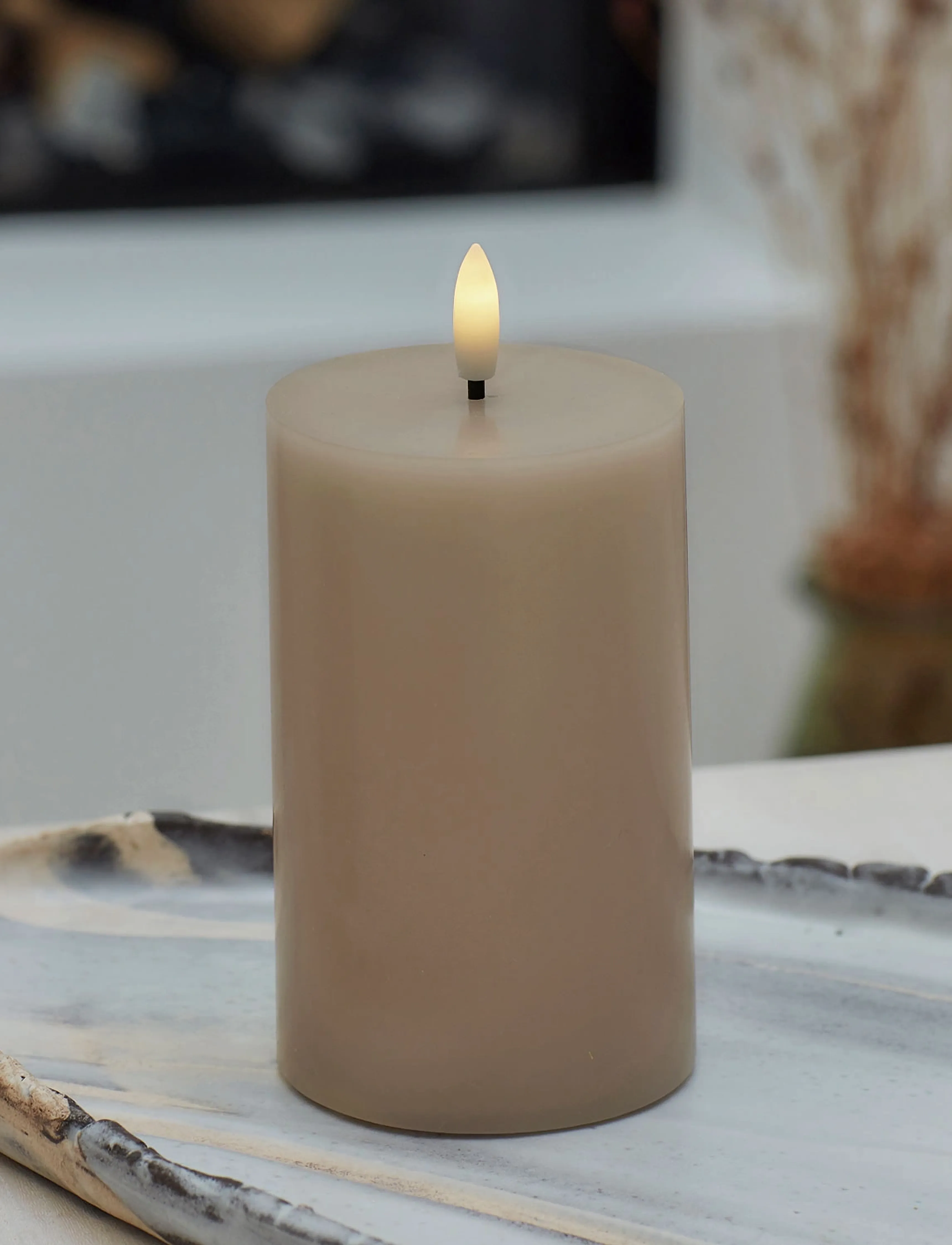 Sirius Home Sille Ø7,5X12,5Cm, Light Caramel, One Size, Candles, Beige - Led Homeware