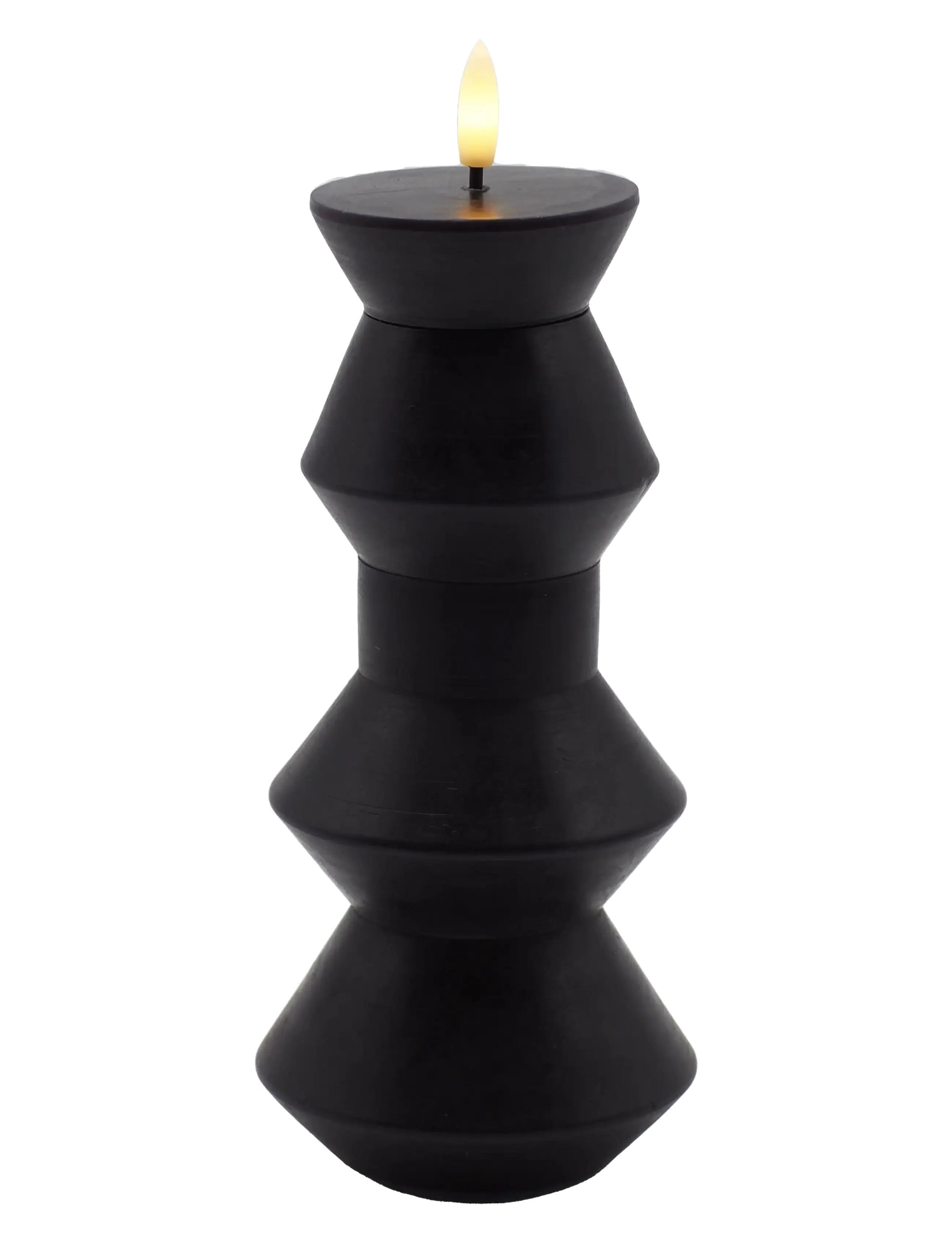 Sirius Home Nordisk Skulptur, Sille Geometri Ø9x20,5 cm, Sort - LED kerzen - BLACK / black