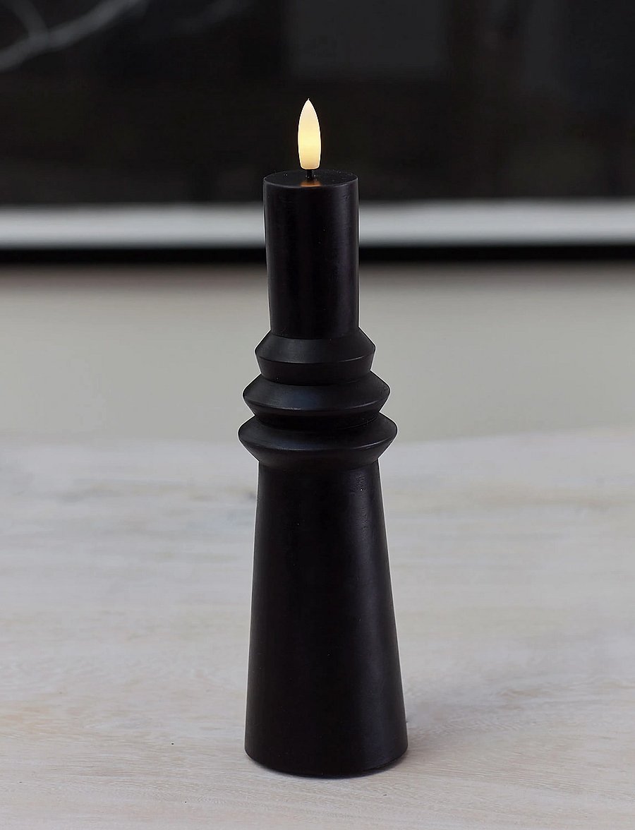 Sirius Home - Nordisk Skulptur, Sille Ringet Ø6x22 cm, Sort - led küünlad - black - 0