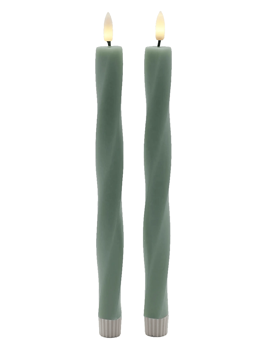 Sirius Home - Nordisk Skulptur, Sille Twist Ø2x26 cm, Sandy Green - led kerzen - sandy green - 1