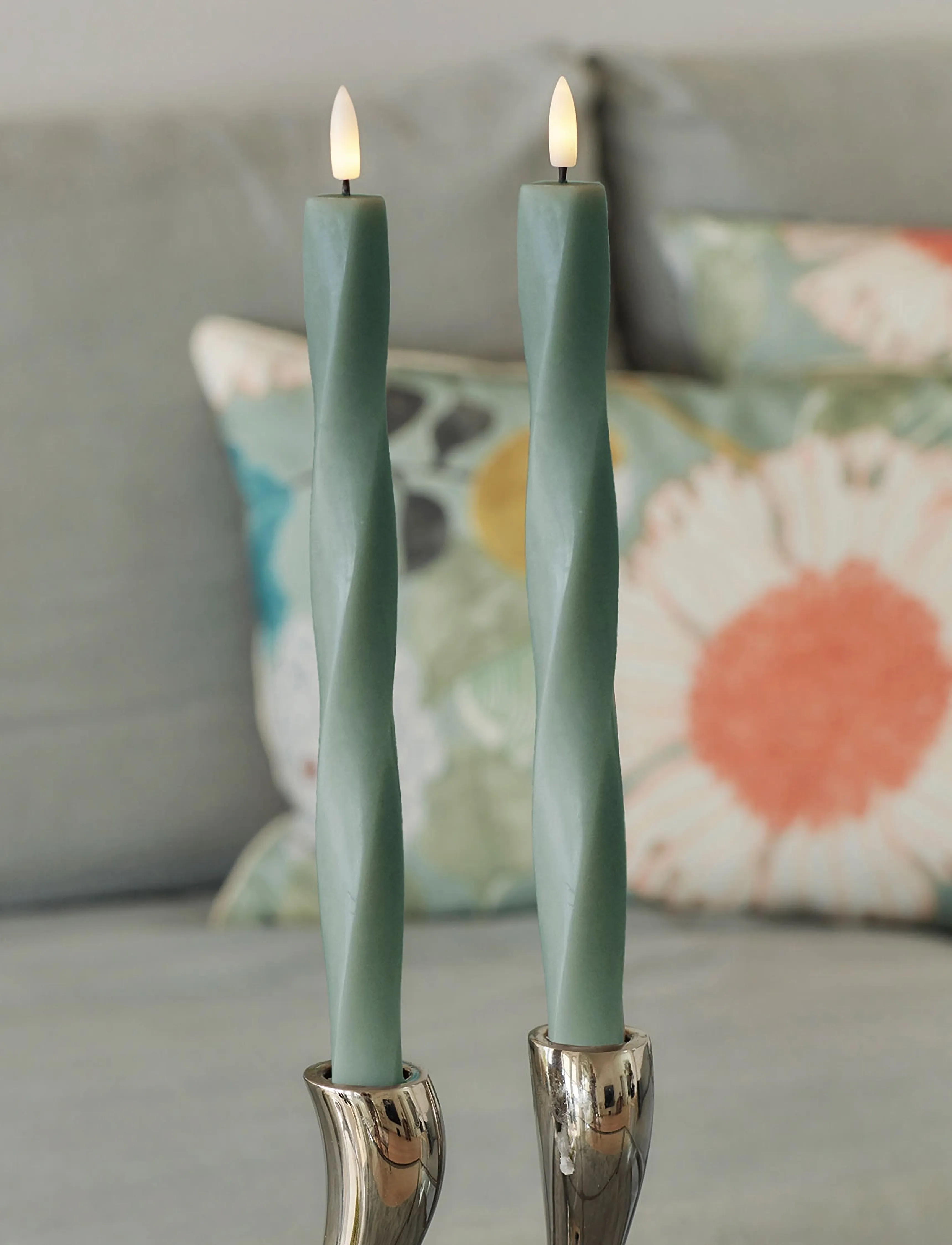 Sirius Home Nordisk Skulptur, Sille Twist Ø2X26 Cm, Sandy Green, One Size, Candles, Grün - Led Homeware