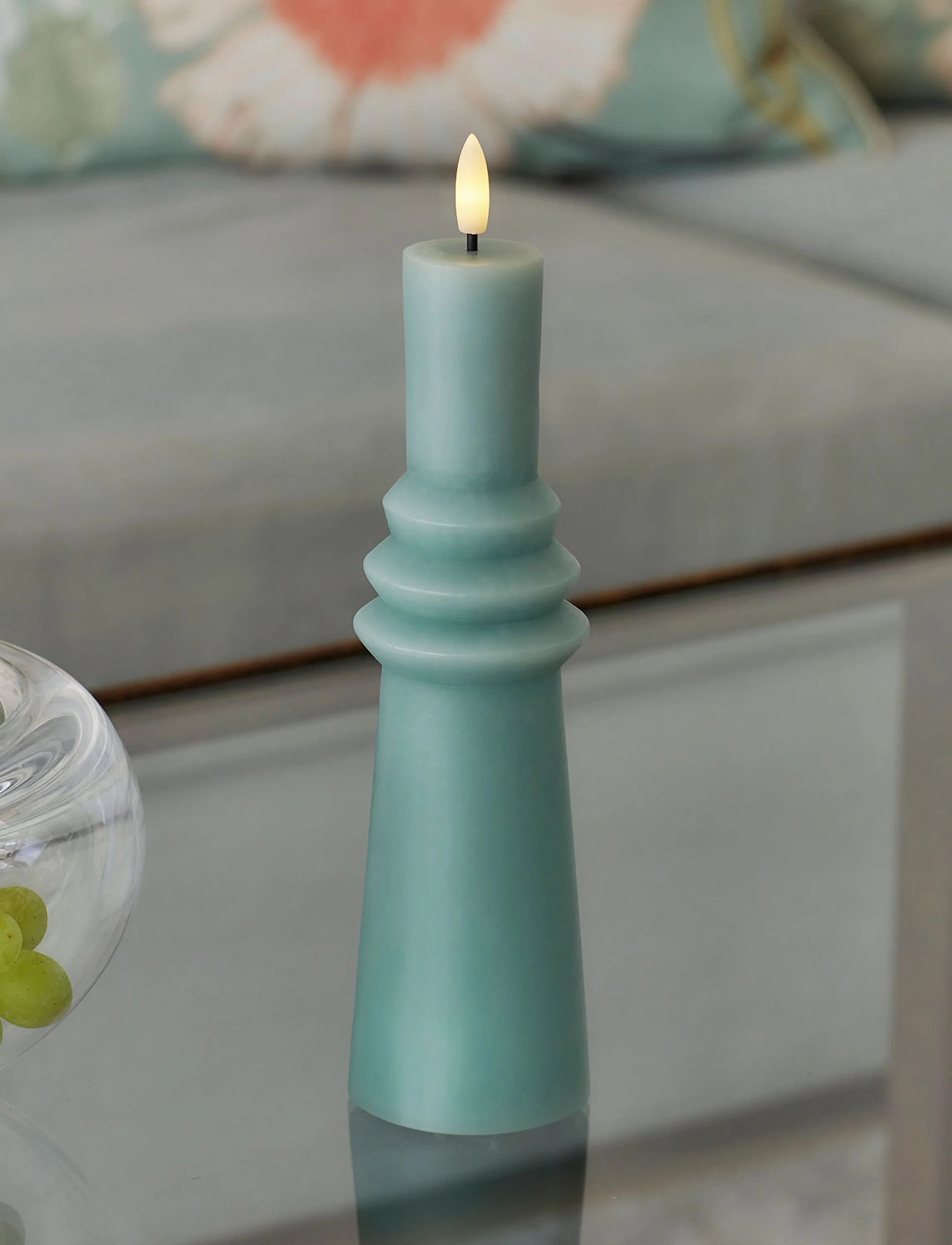 Sirius Home Nordisk Skulptur, Sille Ringet Ø6X22 Cm, Sandy Green, One Size, Candles, Grün - Led Homeware