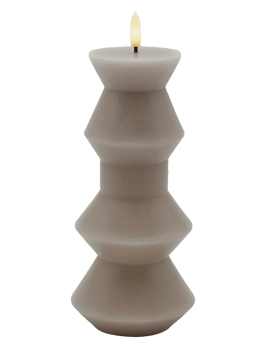 Sirius Home - Nordisk Skulptur, Sille Geometri Ø9x20,5 cm, Warm Gray - led kerzen - warm grey - 1