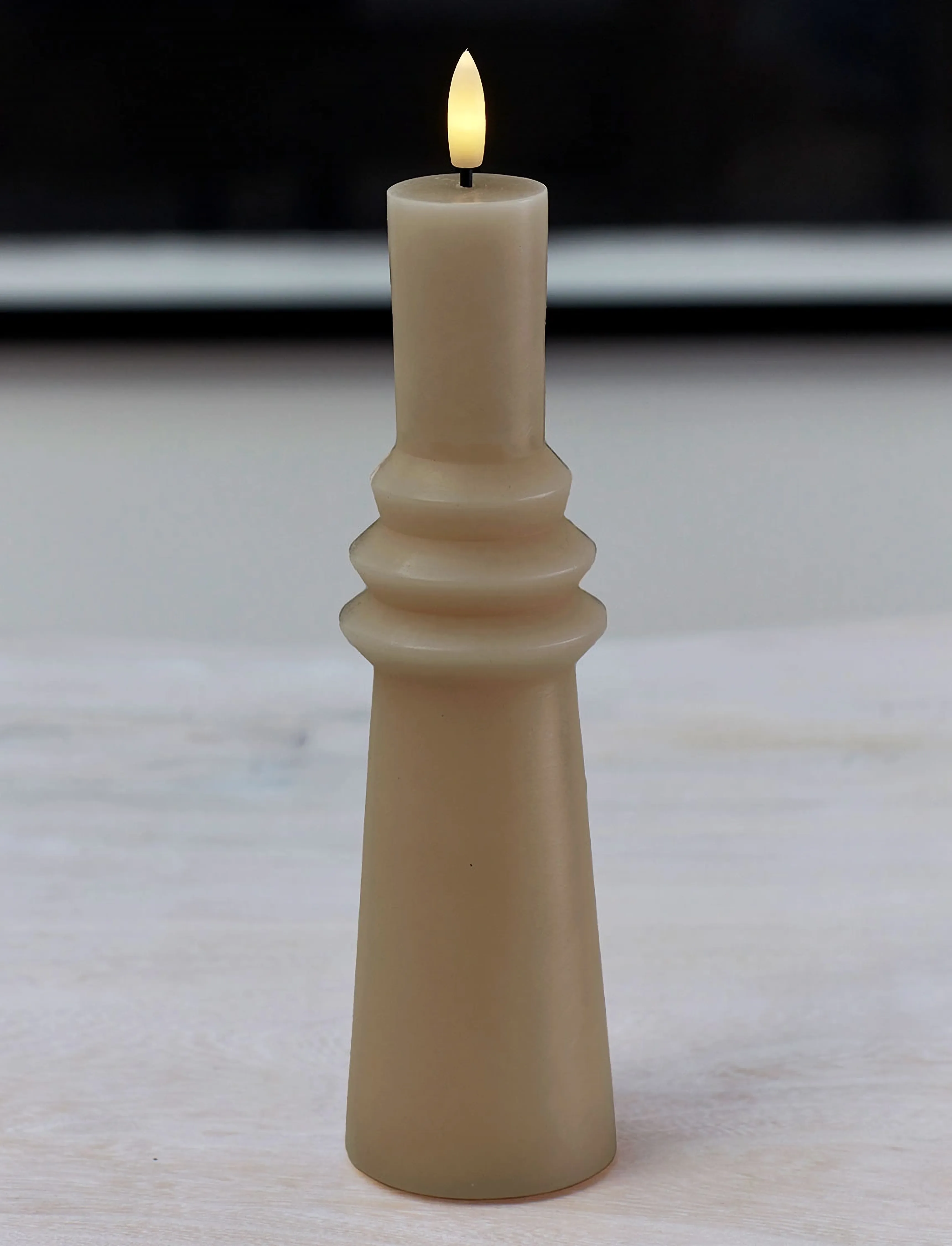 Sirius Home Nordisk Skulptur, Sille Ringet Ø6X22 Cm, Light Caramel, One Size, Candles, Beige - Led Homeware