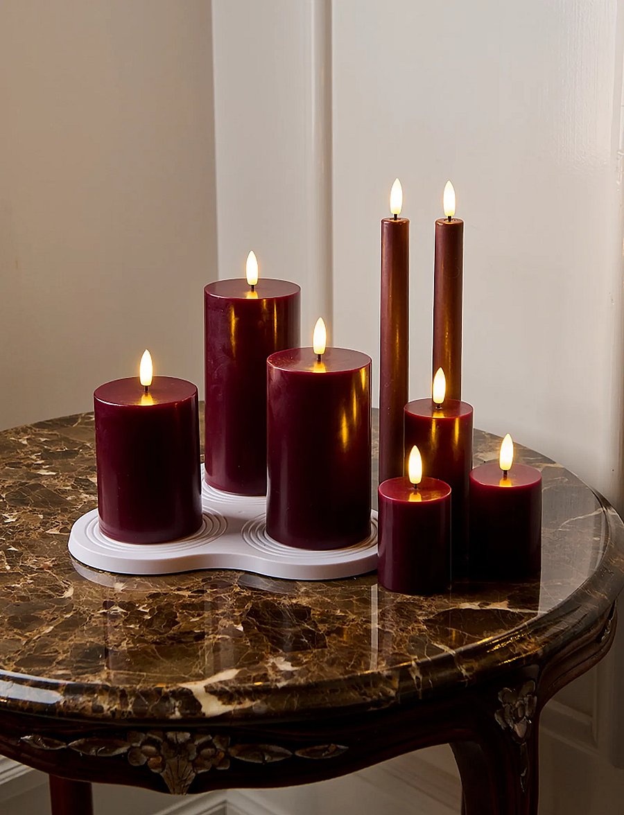 Sirius Home - Sille Genopladelig Mini 2 stk. sæt, Ø5xH6,5cm, Bordeaux - led küünlad - bordeaux - 0
