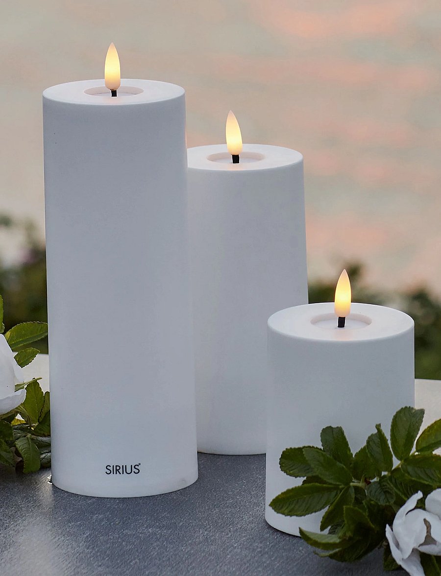 Sirius Home - Sille Solar 3 pak Ø7,5cm H10+15+20cm, Hvid - aiavalgustid - white - 0