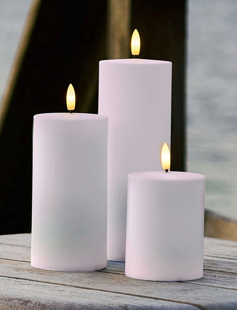 Sirius Home - Sille Outdoor 3 stk. sæt, Ø7,5xH10/15/20cm, Hvid - led kerzen - white - 0