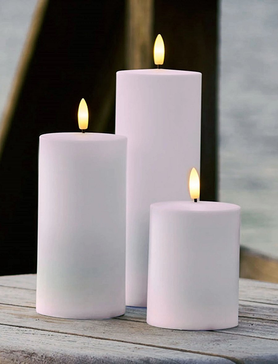 Sirius Home - Sille Outdoor 3 stk. sæt, Ø7,5xH10/15/20cm, Hvid - led küünlad - white - 0