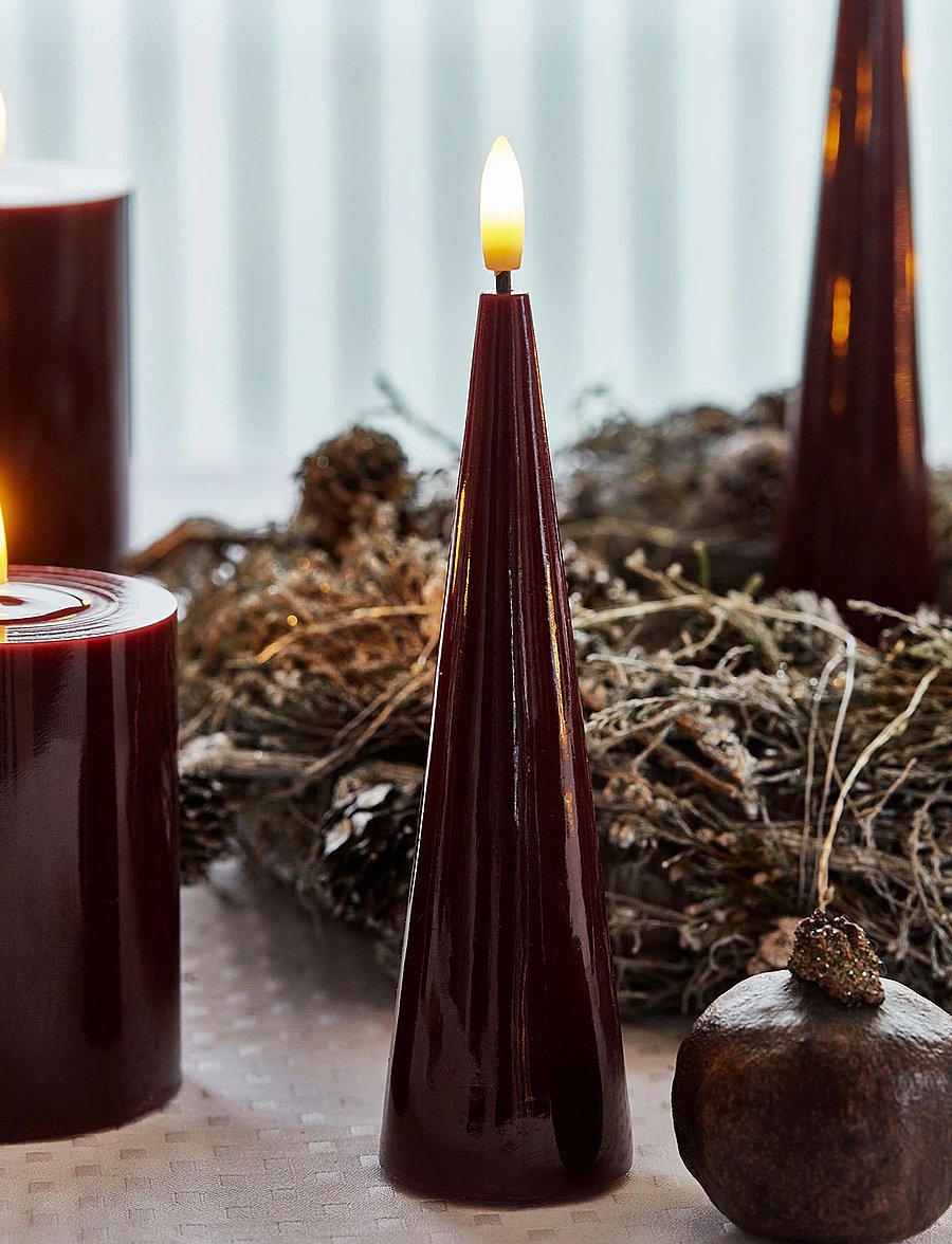 Sirius Home - Sille lacquer, Bordeaux Coneshape - weihnachten - adventskerzen - bordeaux - 0