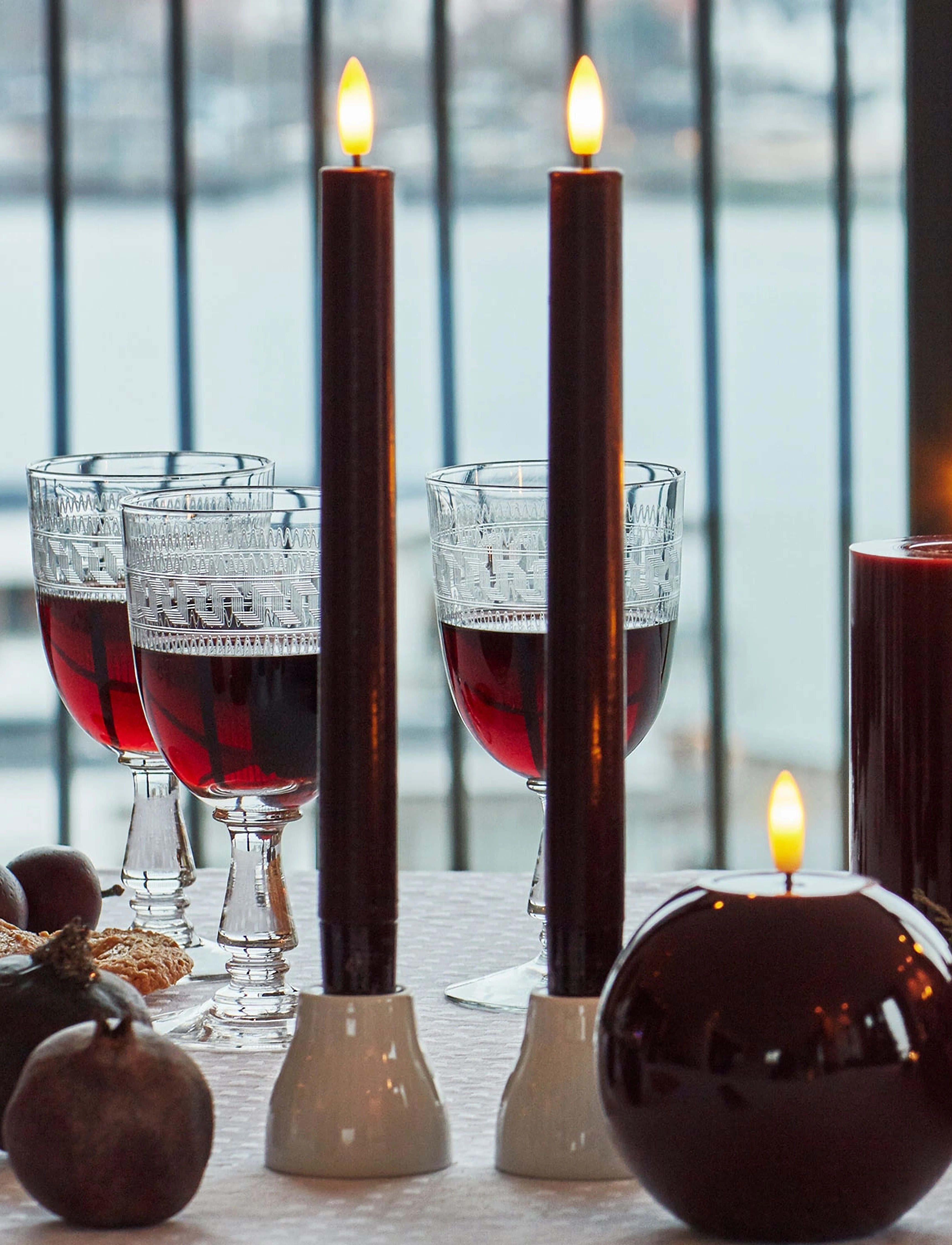 Sirius Home - Sille Lak Bordeaux Taper 2 Pak set - weihnachten - adventskerzen - bordeaux - 0