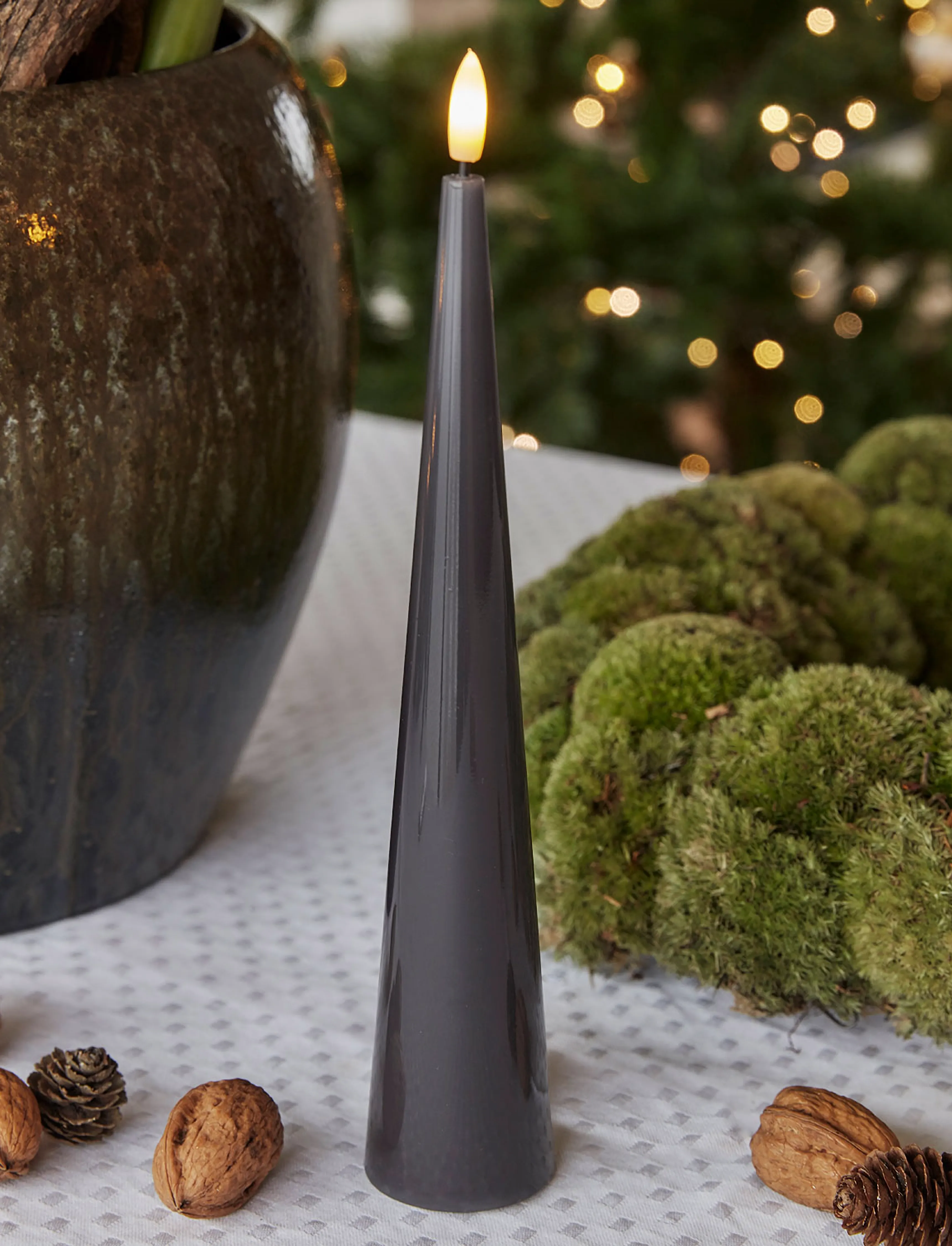 Sirius Home - Sille lacquer, Ø4,8xH26cm, Gray - led candles - grey - 0