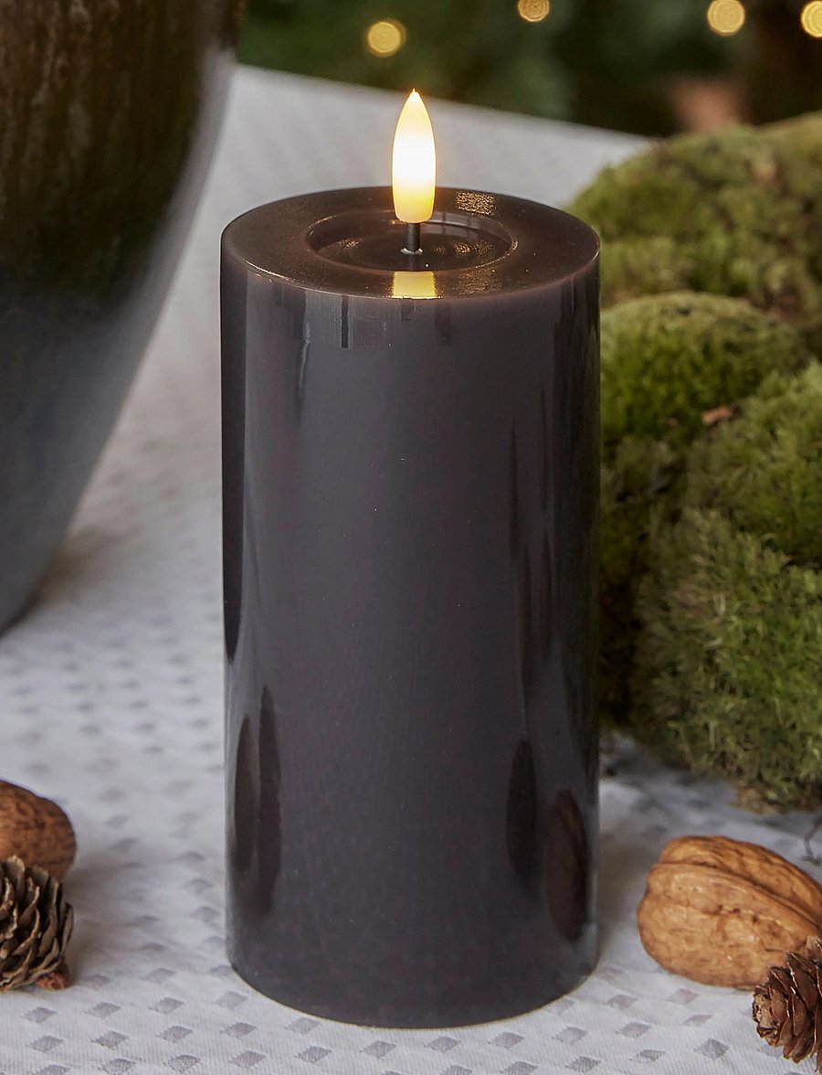 Sirius Home - Sille lacquer, Ø7,5xH15cm, Gray - led küünlad - grey - 0