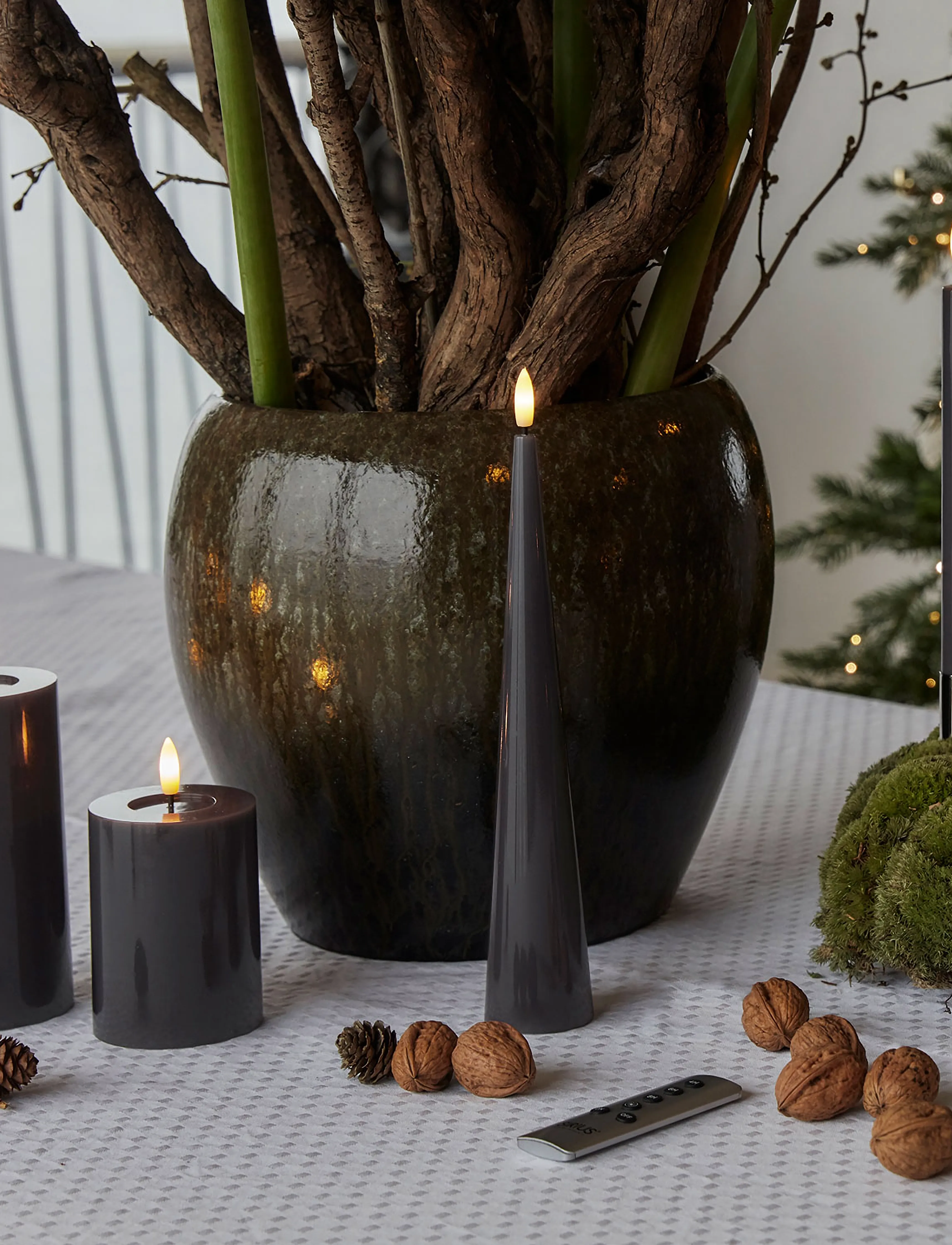 Sirius Home - Sille lacquer, Ø7,5xH15cm, Gray - led kerzen - grey - 2