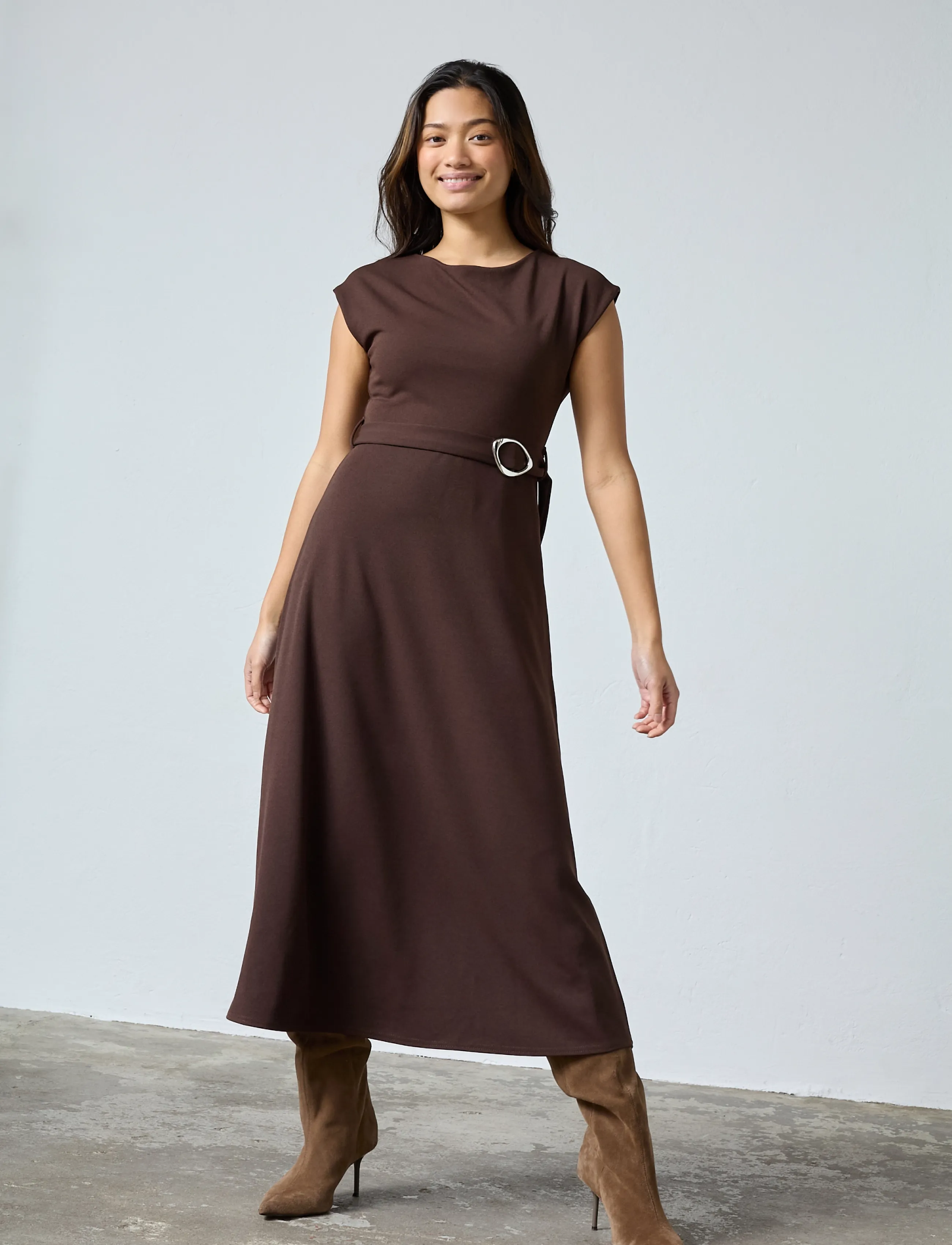 Sisters Point GLUT-BELT.DR - Dresses - D. CHOCOLATE / brown