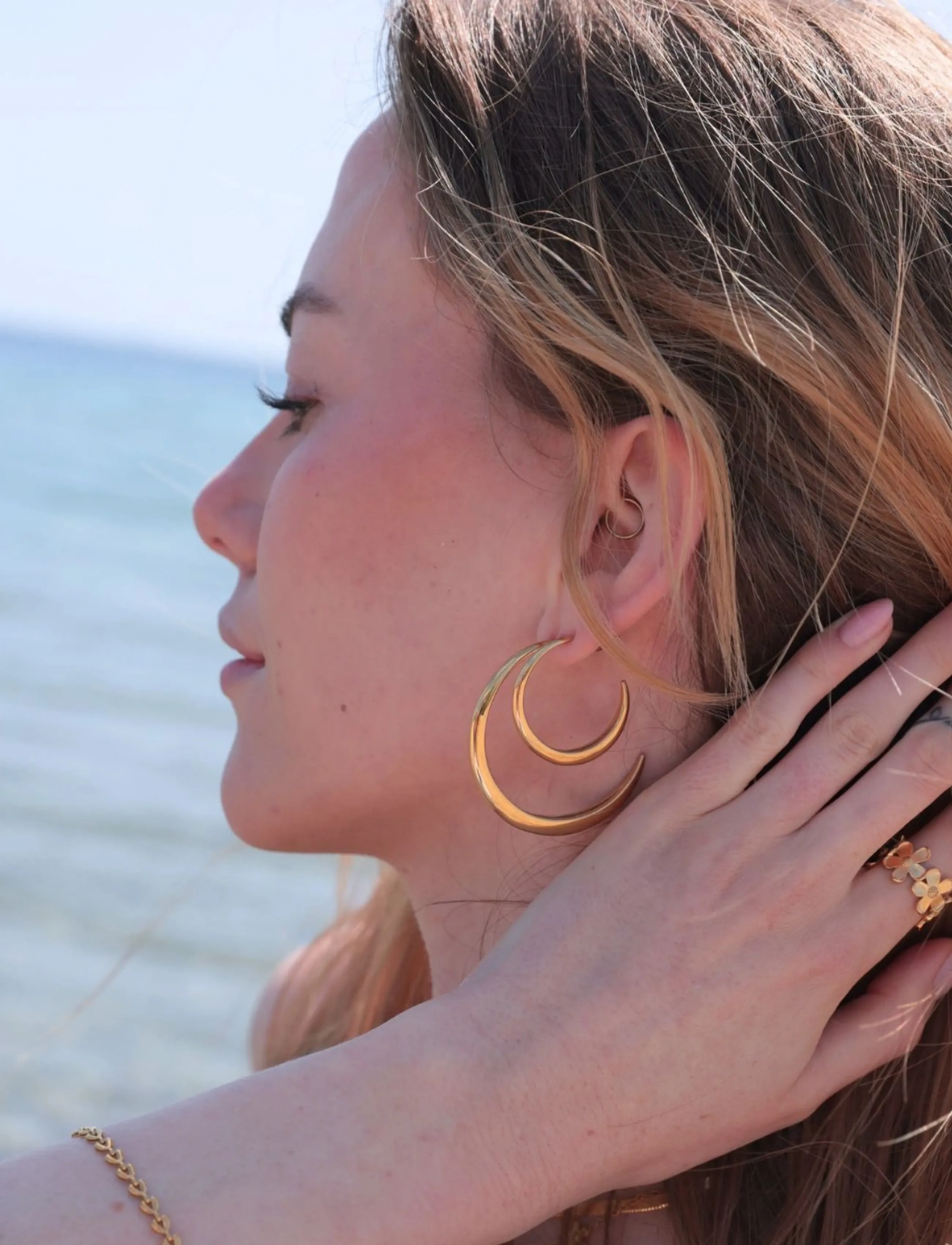 Sistie Lux, One Size, Earrings, Gold - Hoops, Frauen