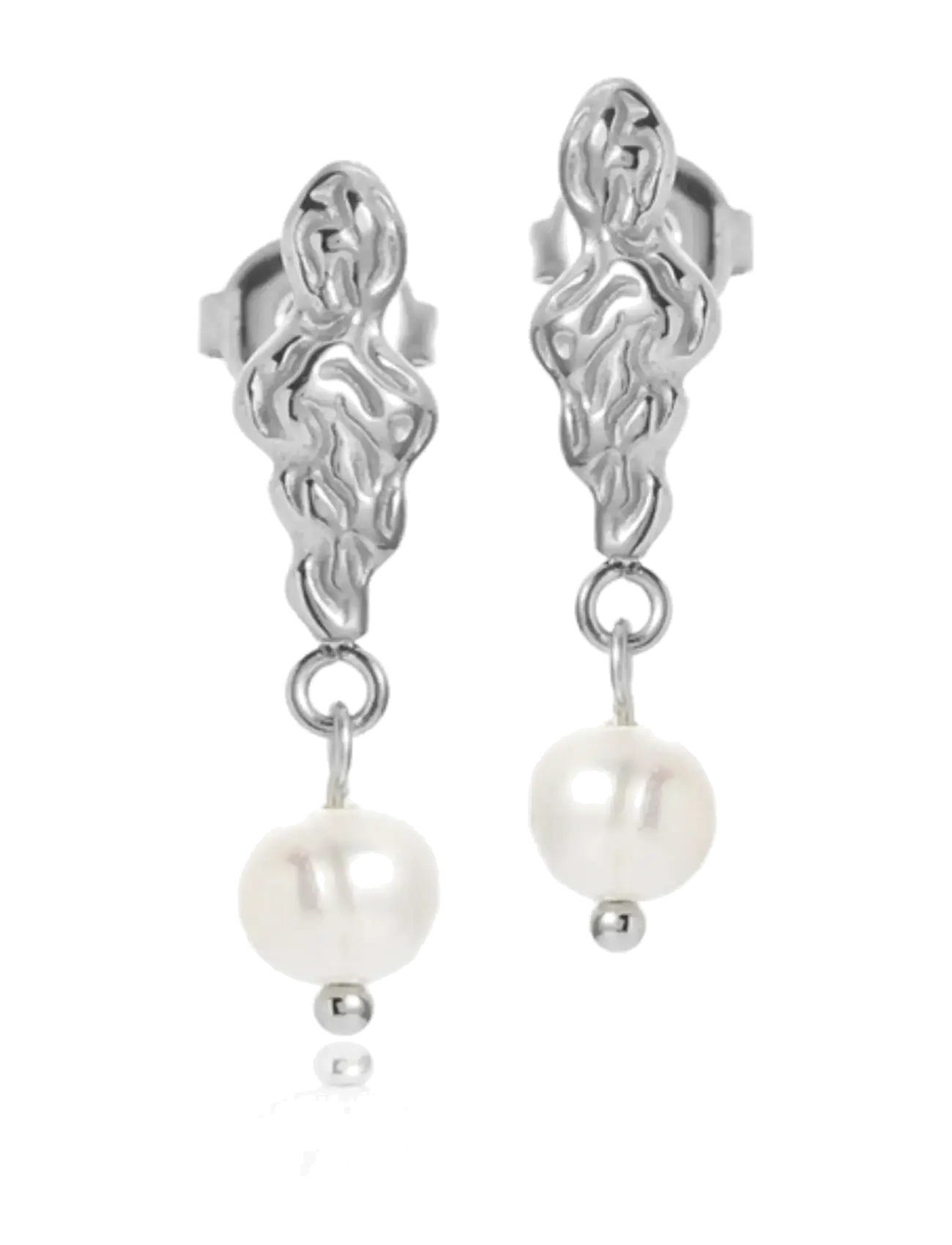 Sistie Freja Earrings Steel, Kvinder, Perle Dråbe Øreringe, Sølv, Str: ONE SIZE