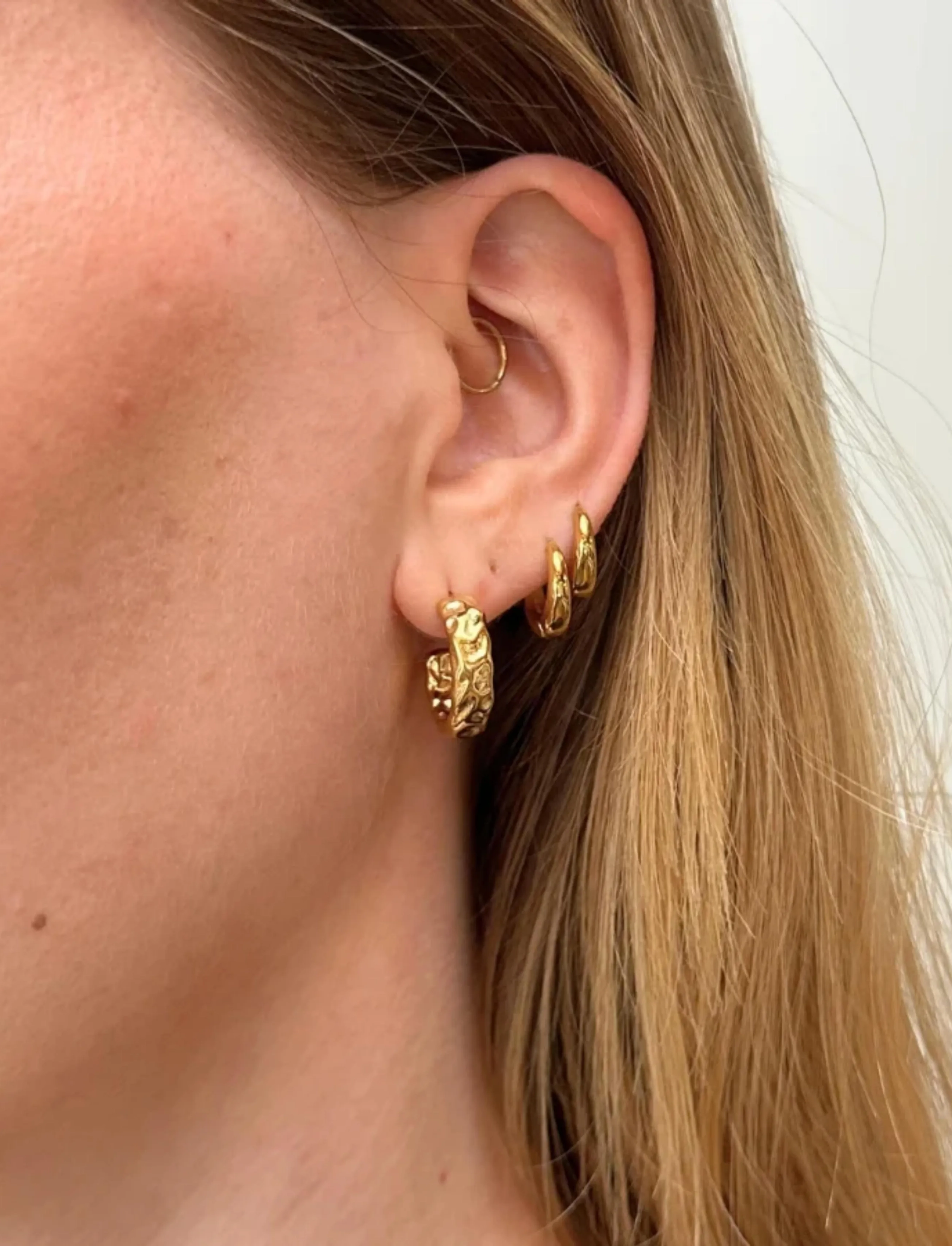 Sistie Zoe Creoles Gold-Plated, One Size, Earrings, Gold - Hoops, Frauen