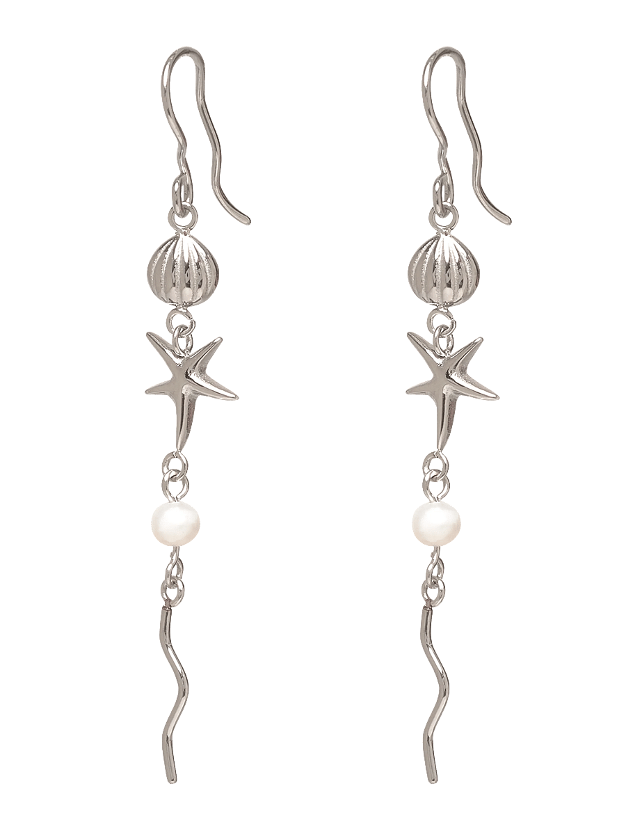 Sistie - Sirena - rippuvad kõrvarõngad - silver - 1