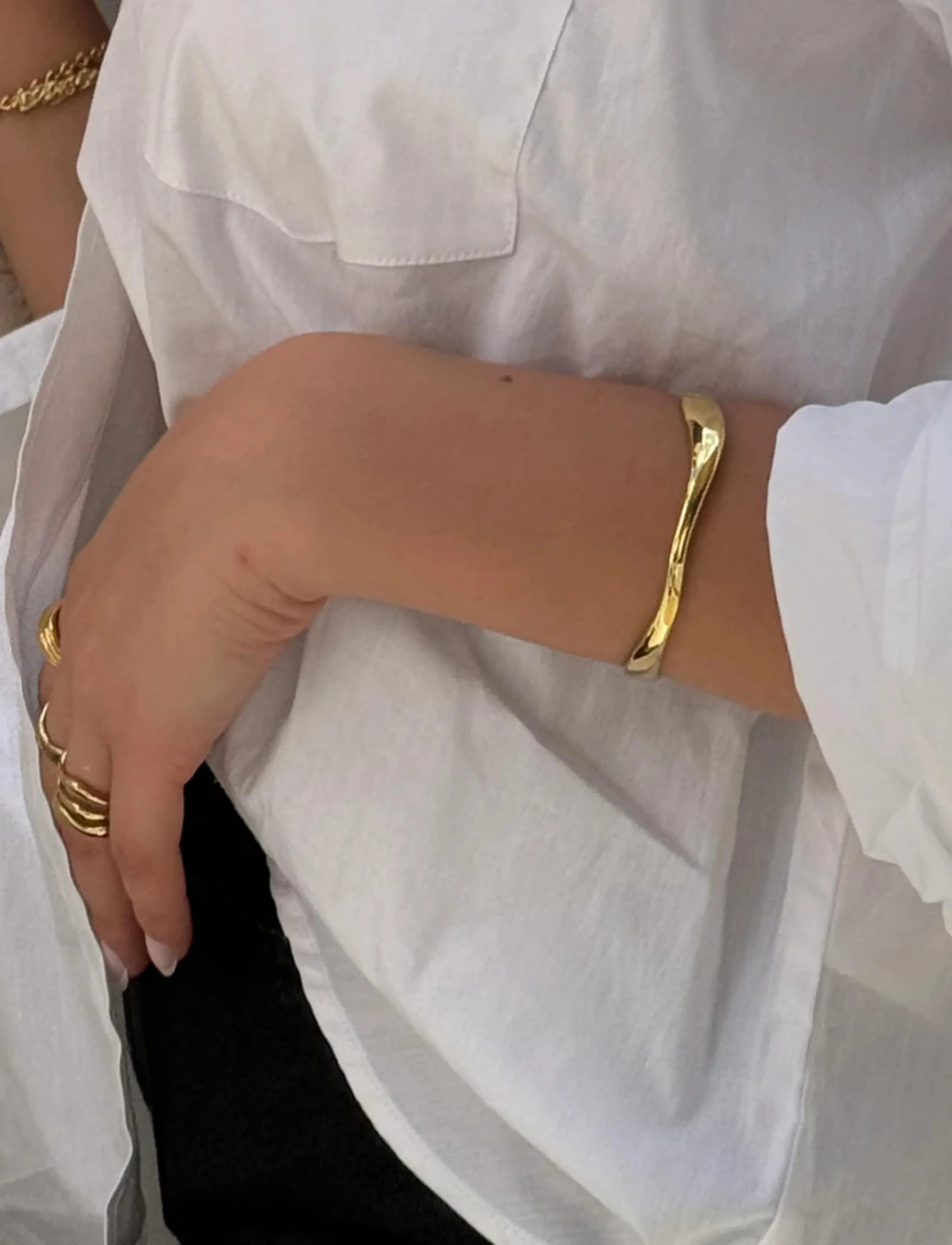 Sistie Wavy Bracelet Gold-Plated, Kvinder, Bølget Armbånd, Guld, Str: ONE SIZE