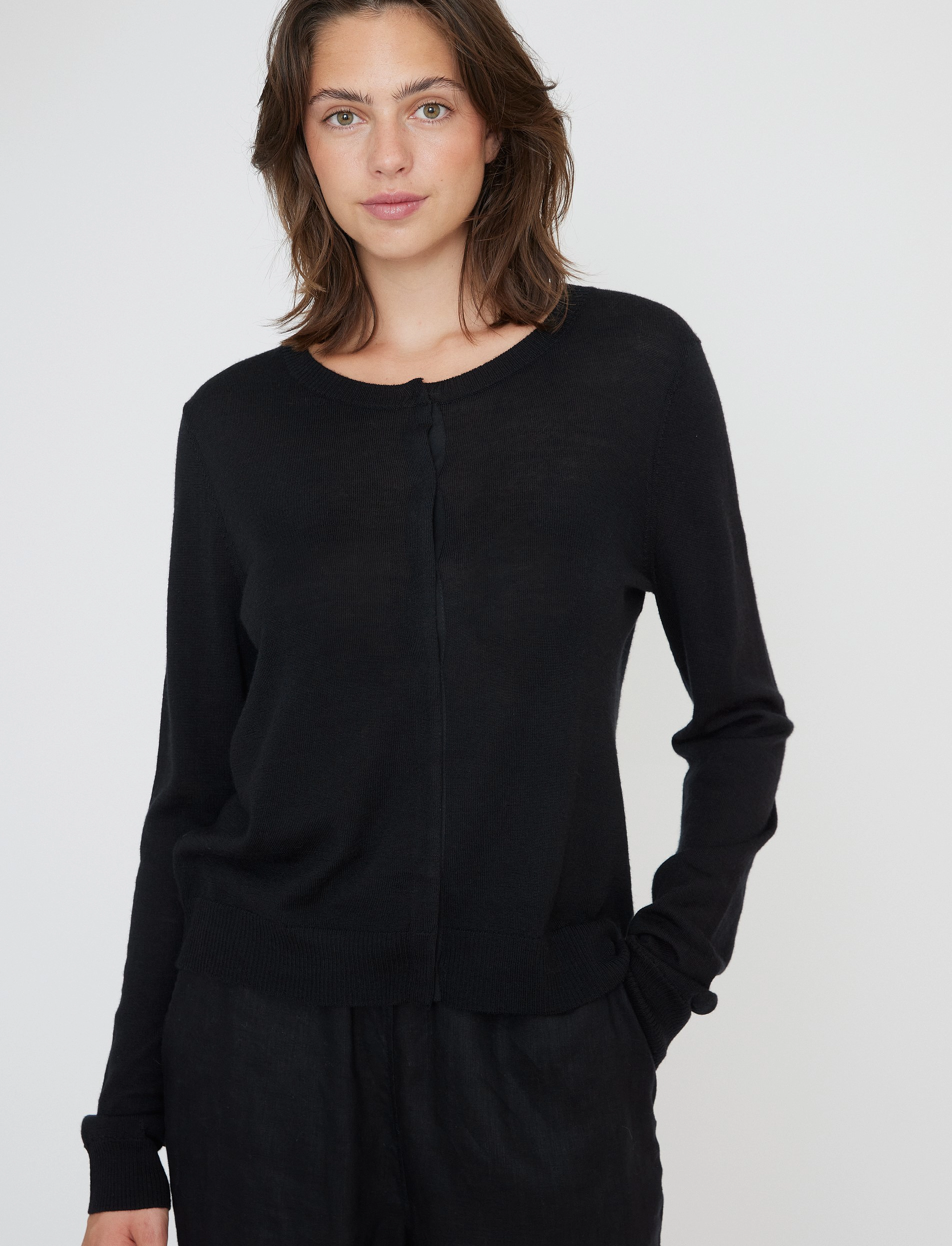 Six Ames Ulla, Kvinder, Rund Hals Cardigan, Sort, Str: S