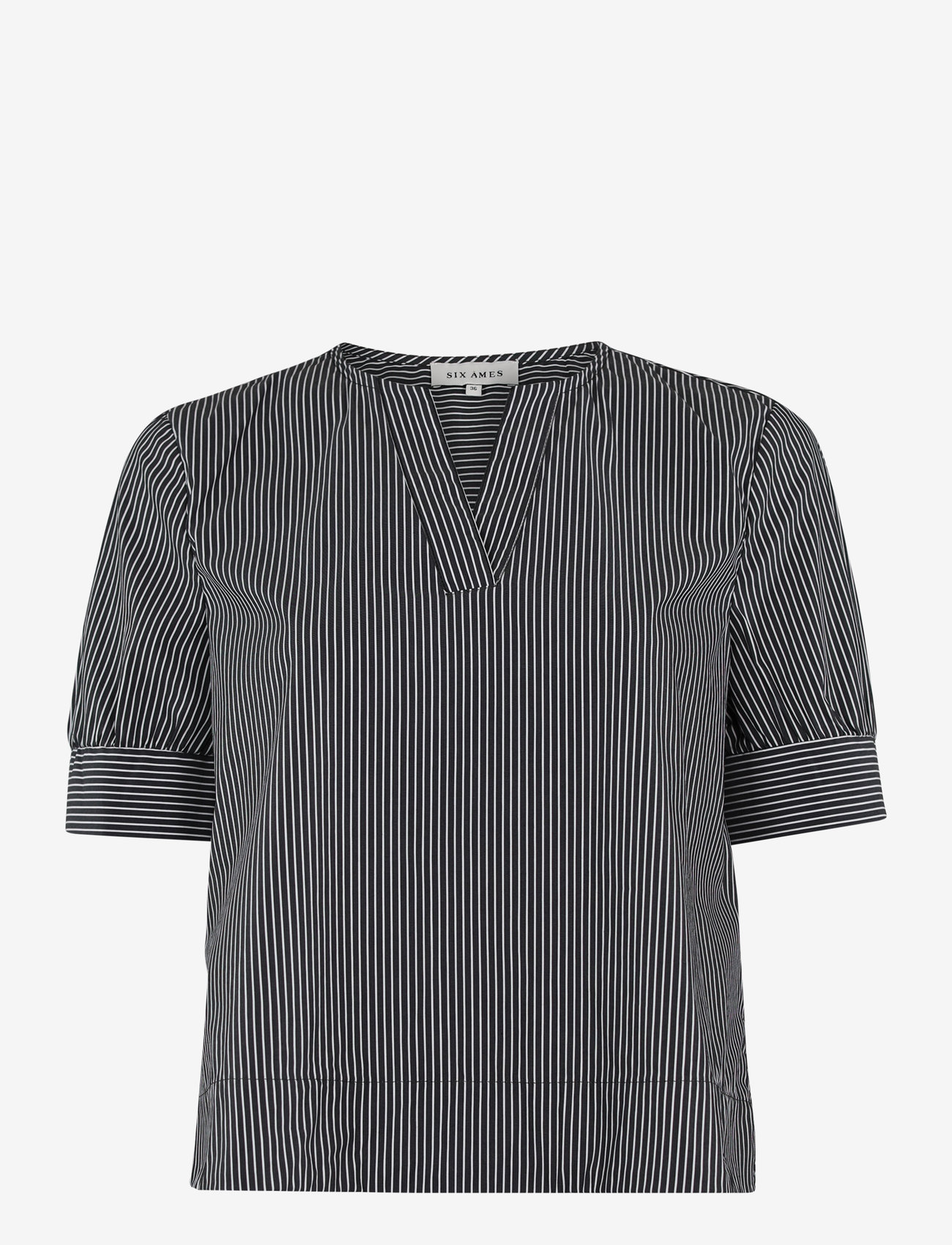 Six Ames - CONNY - kurzärmlige hemden - black pinstripe - 0