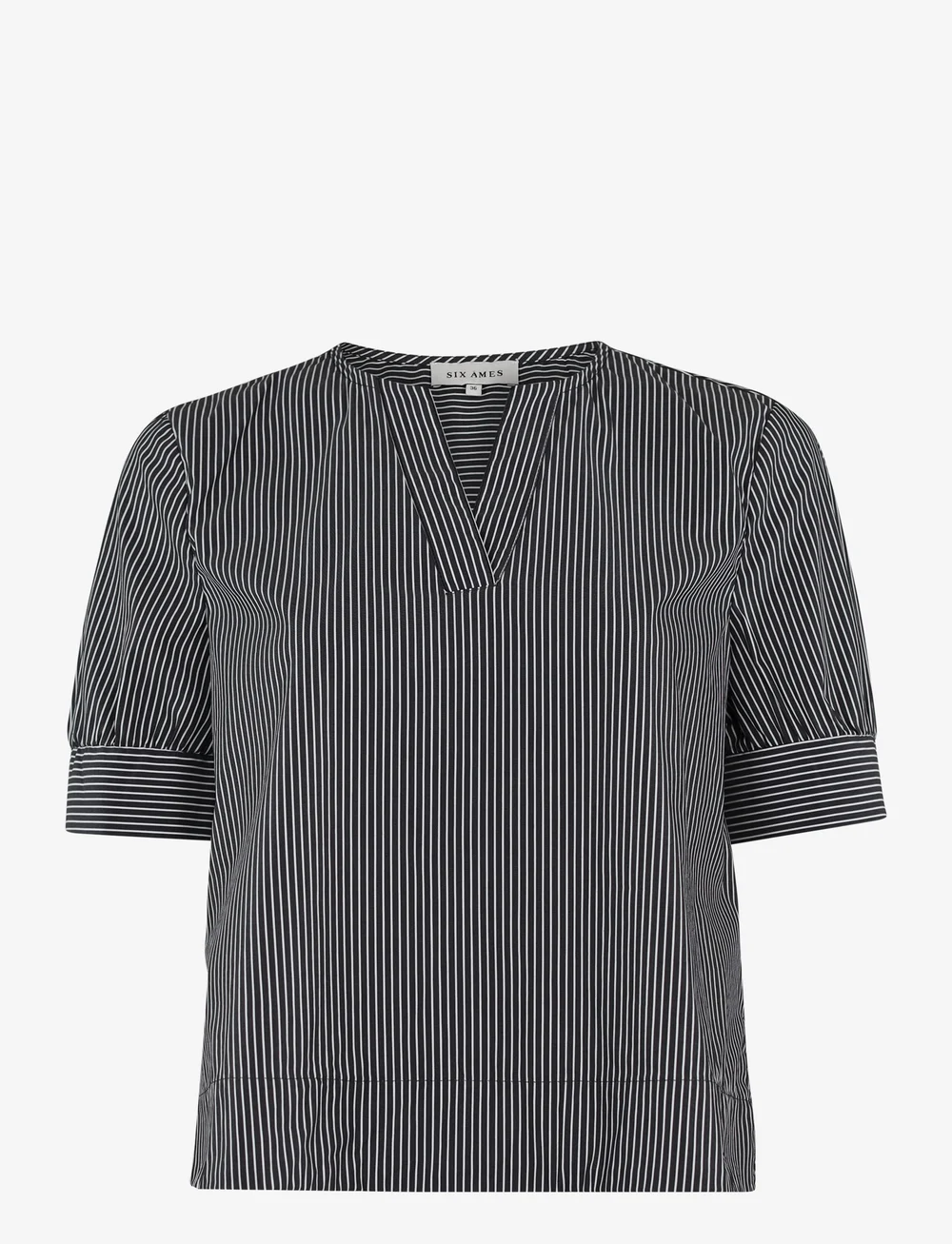 Six Ames - CONNY - lühikeste varrukatega särgid - black pinstripe - 0