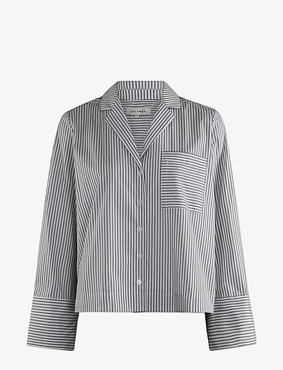 Six Ames RAMONA - Langärmlige Hemden - BLACK&WHITE STRIPE / black