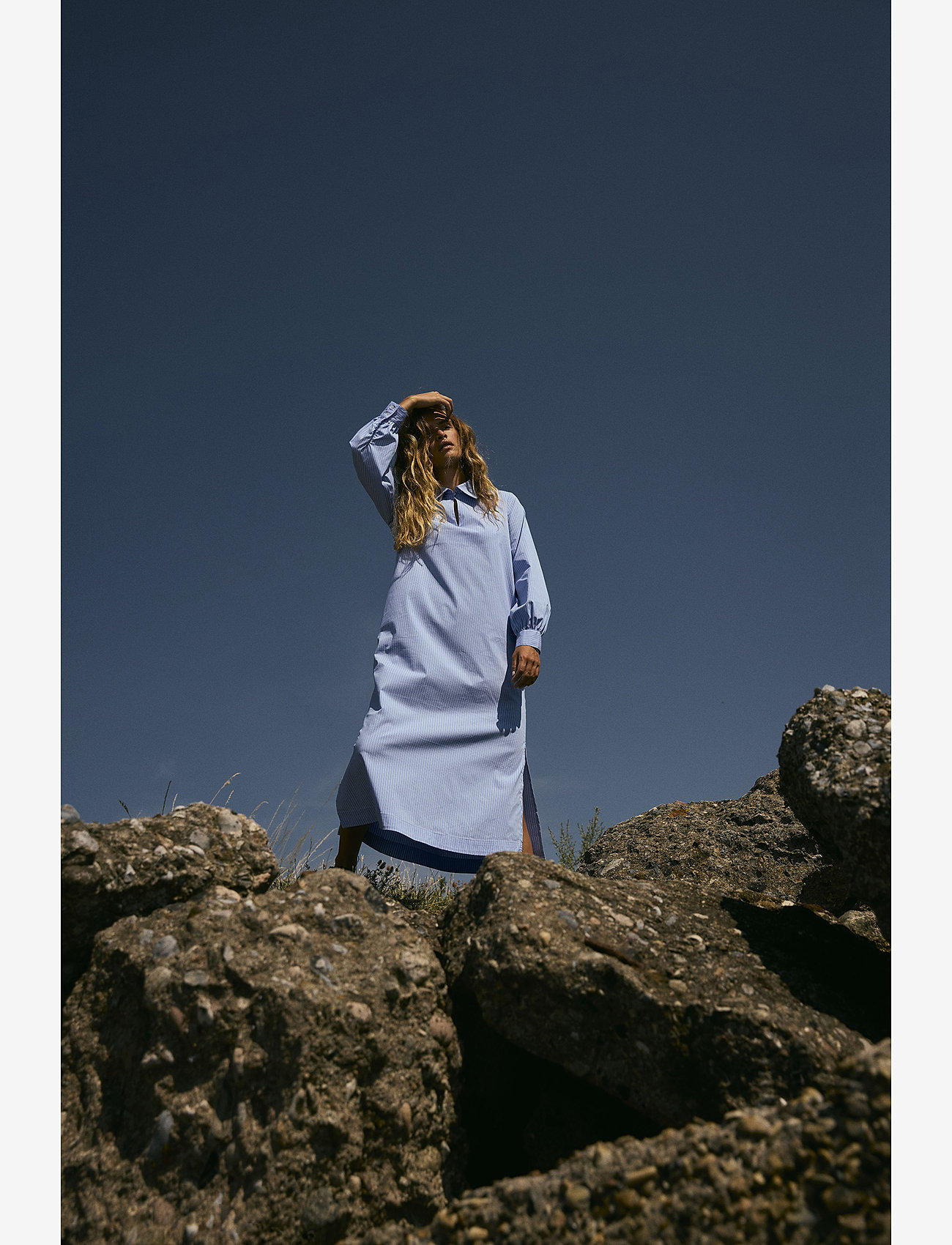 Six Ames - AMALIE - skjortekjoler - blue stripe - 0