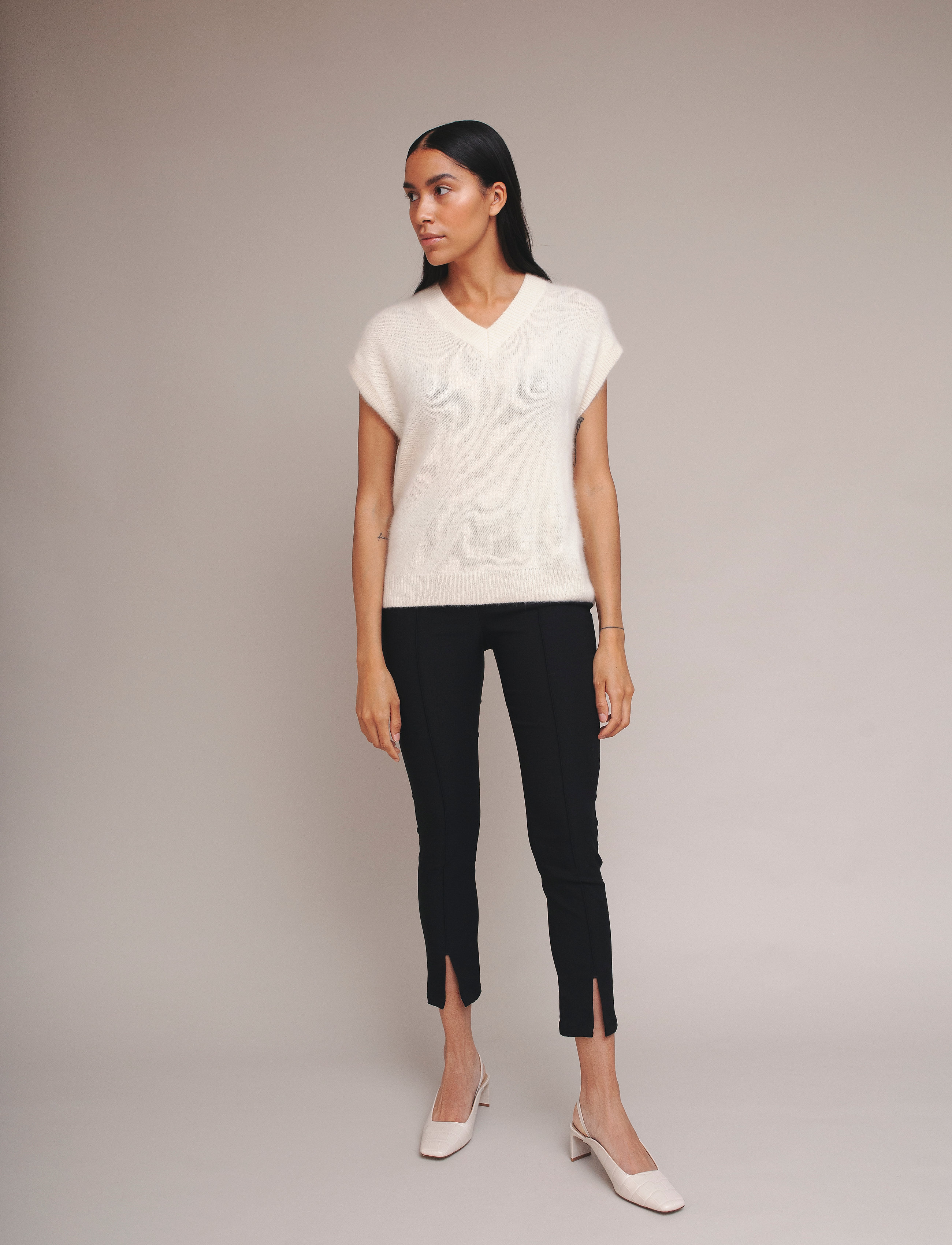 Six Ames COSETTE - Slim fit-byxor - BLACK / black