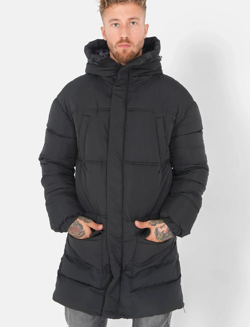 SIXTH JUNE - LONG PUFFER JACKET WITH HOOD - winterjacken - black - 0