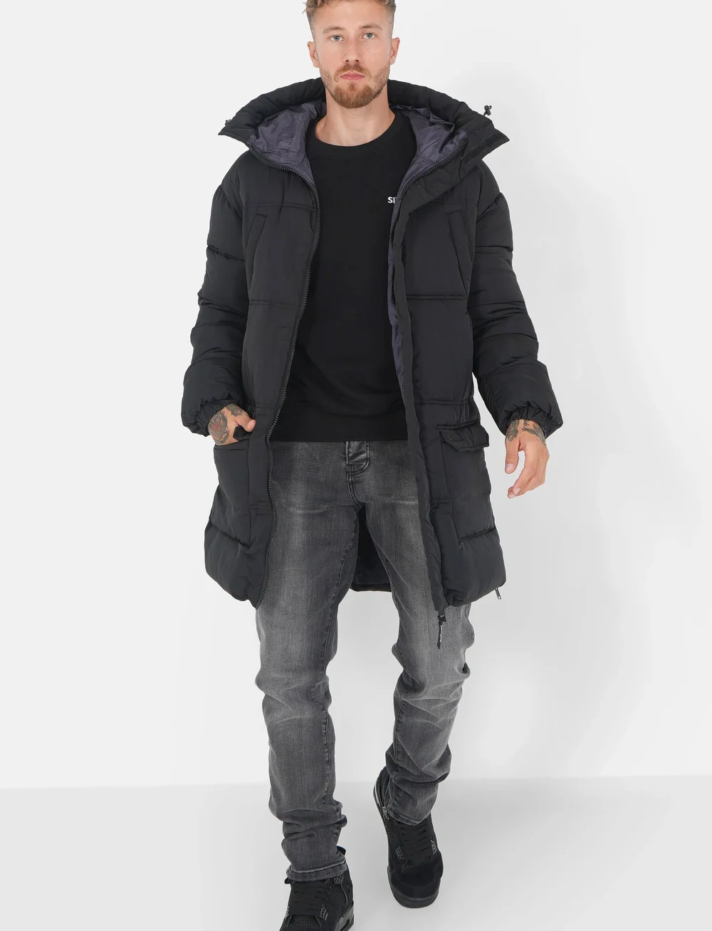 SIXTH JUNE - LONG PUFFER JACKET WITH HOOD - winterjacken - black - 3