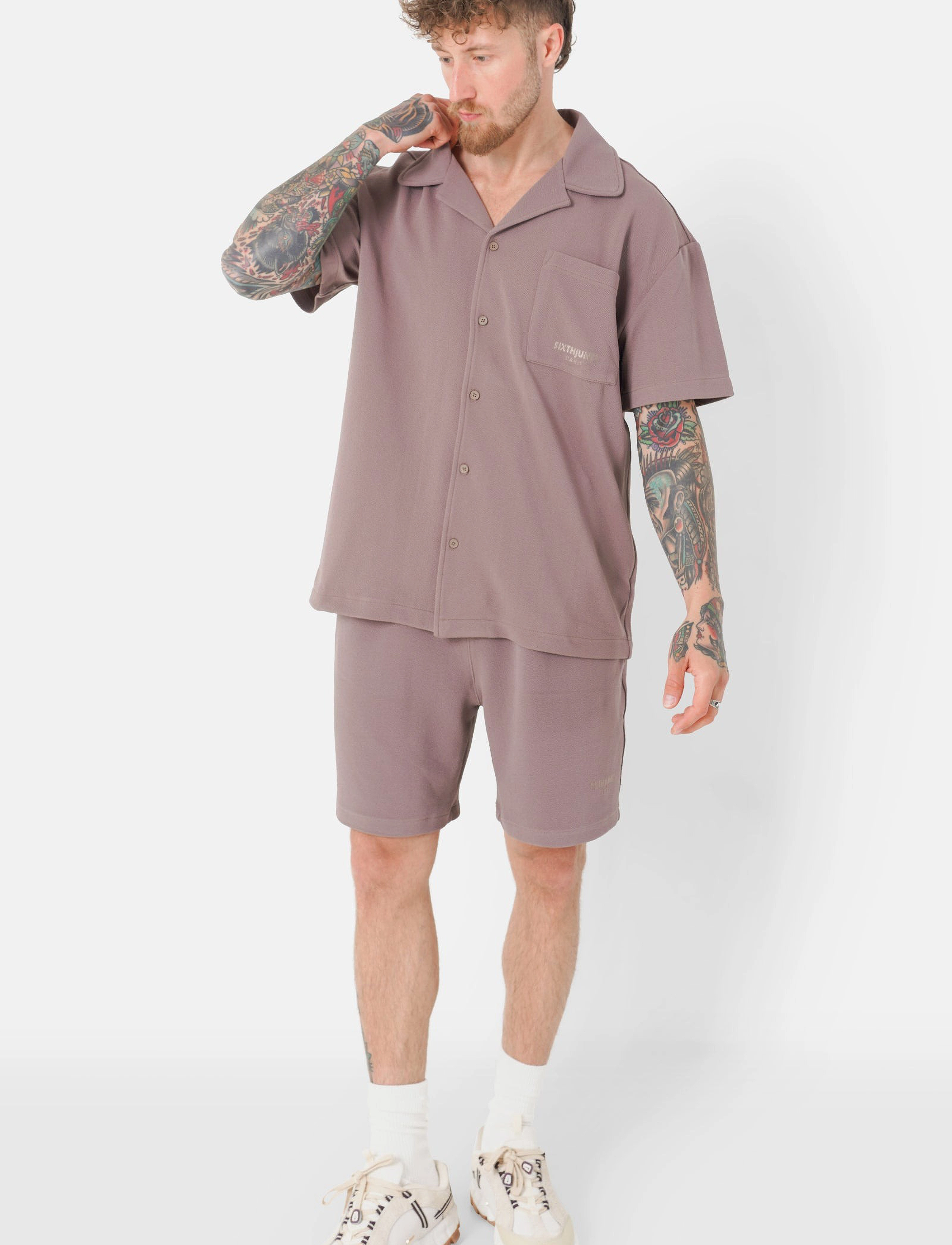 SIXTH JUNE - CREPE FABRIC SS SHIRT - chemises à manches courtes - taup - 3