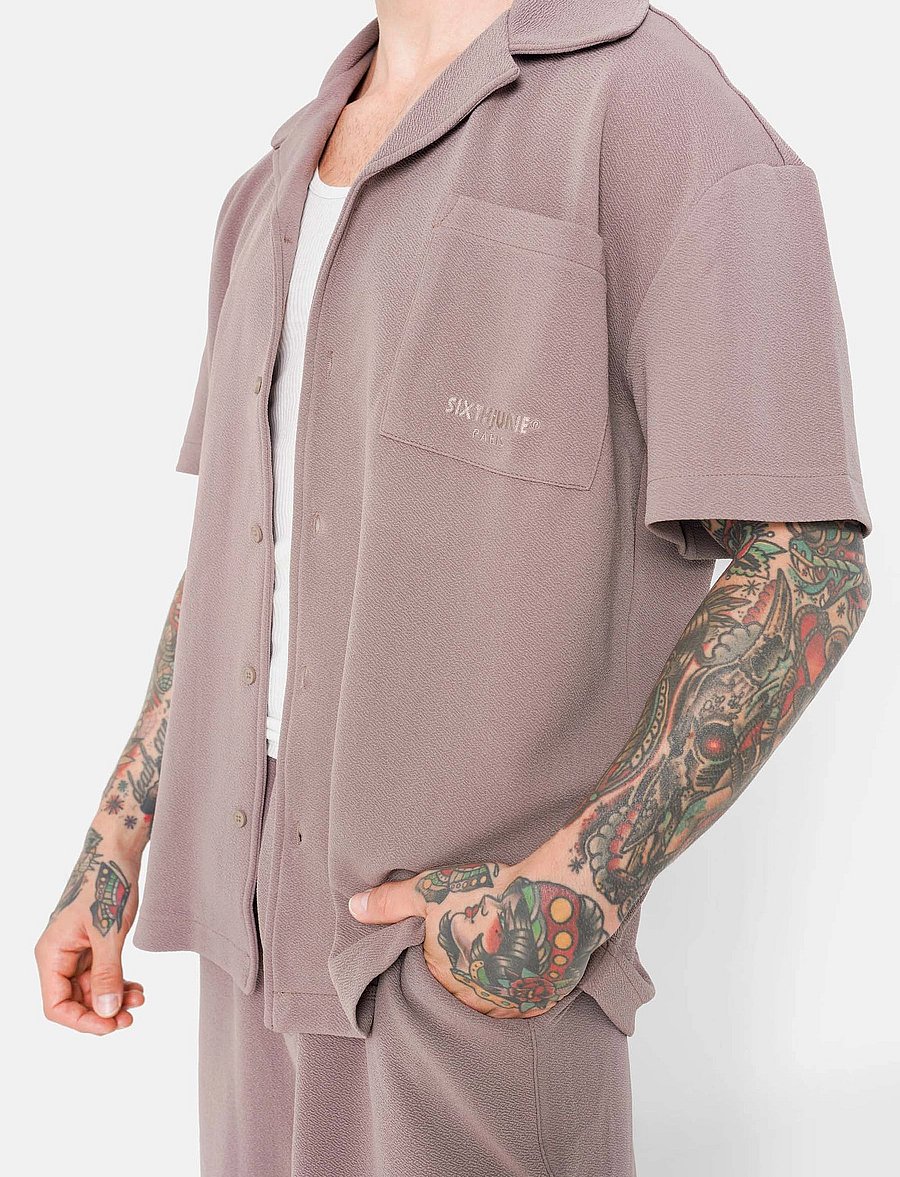 SIXTH JUNE - CREPE FABRIC SS SHIRT - chemises à manches courtes - taup - 4