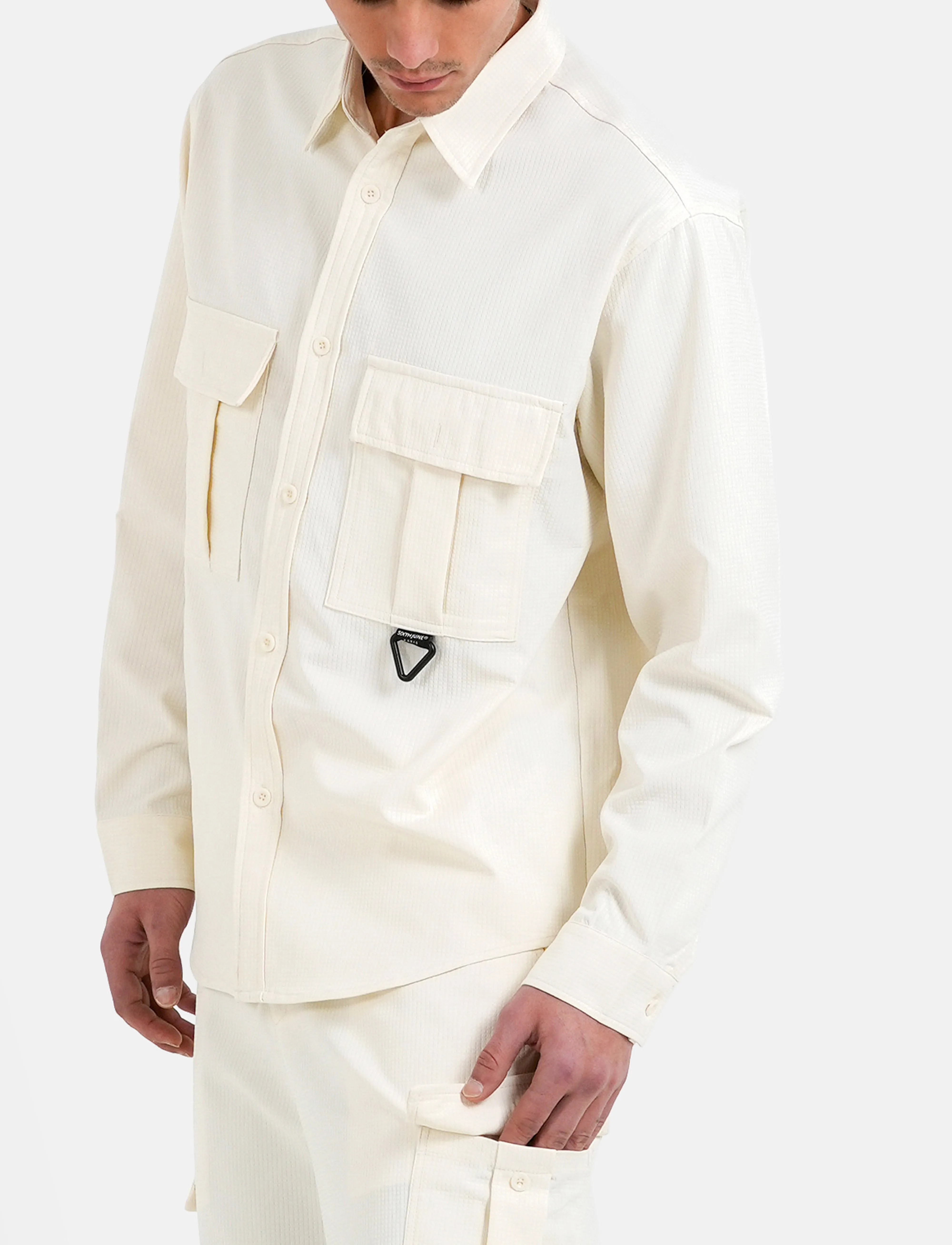 SIXTH JUNE - TEXTURED SQUARE UTILITY SHIRT - off white - 3