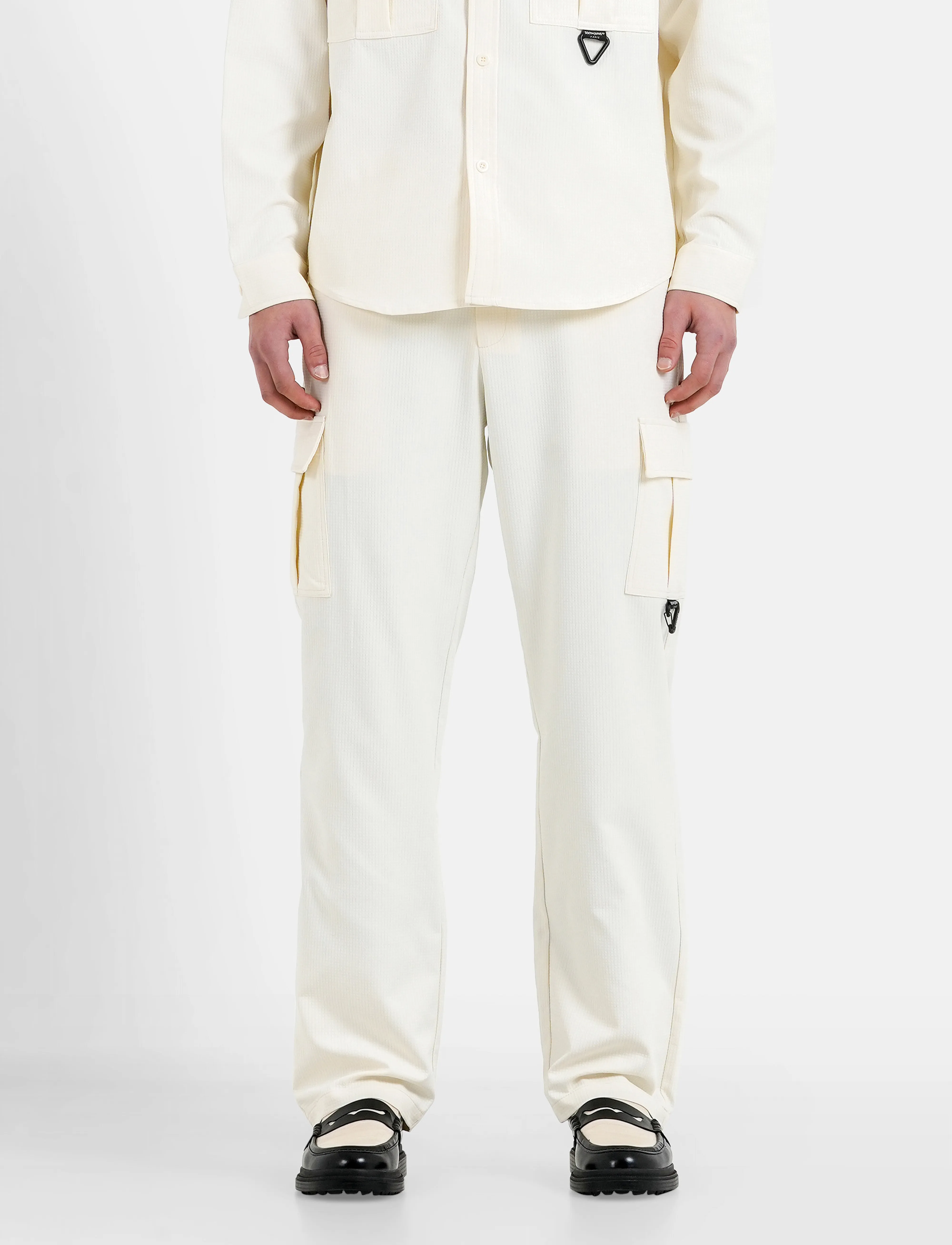 SIXTH JUNE Textured Utility Cargo Pants, S Regular, Cream, Bukser > Cargo-Bukser, Herre