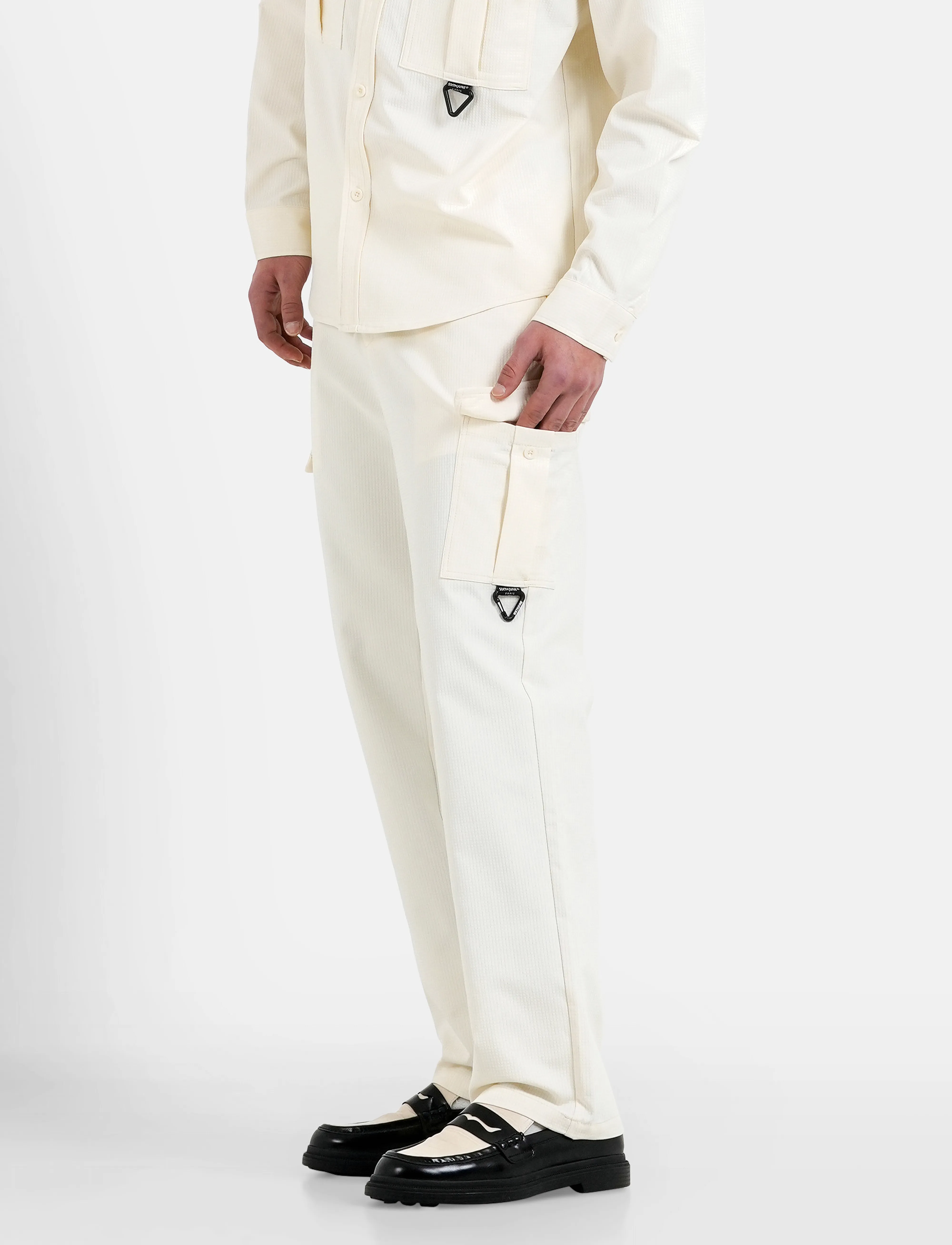 SIXTH JUNE - TEXTURED UTILITY CARGO PANTS - miesten - off white - 3