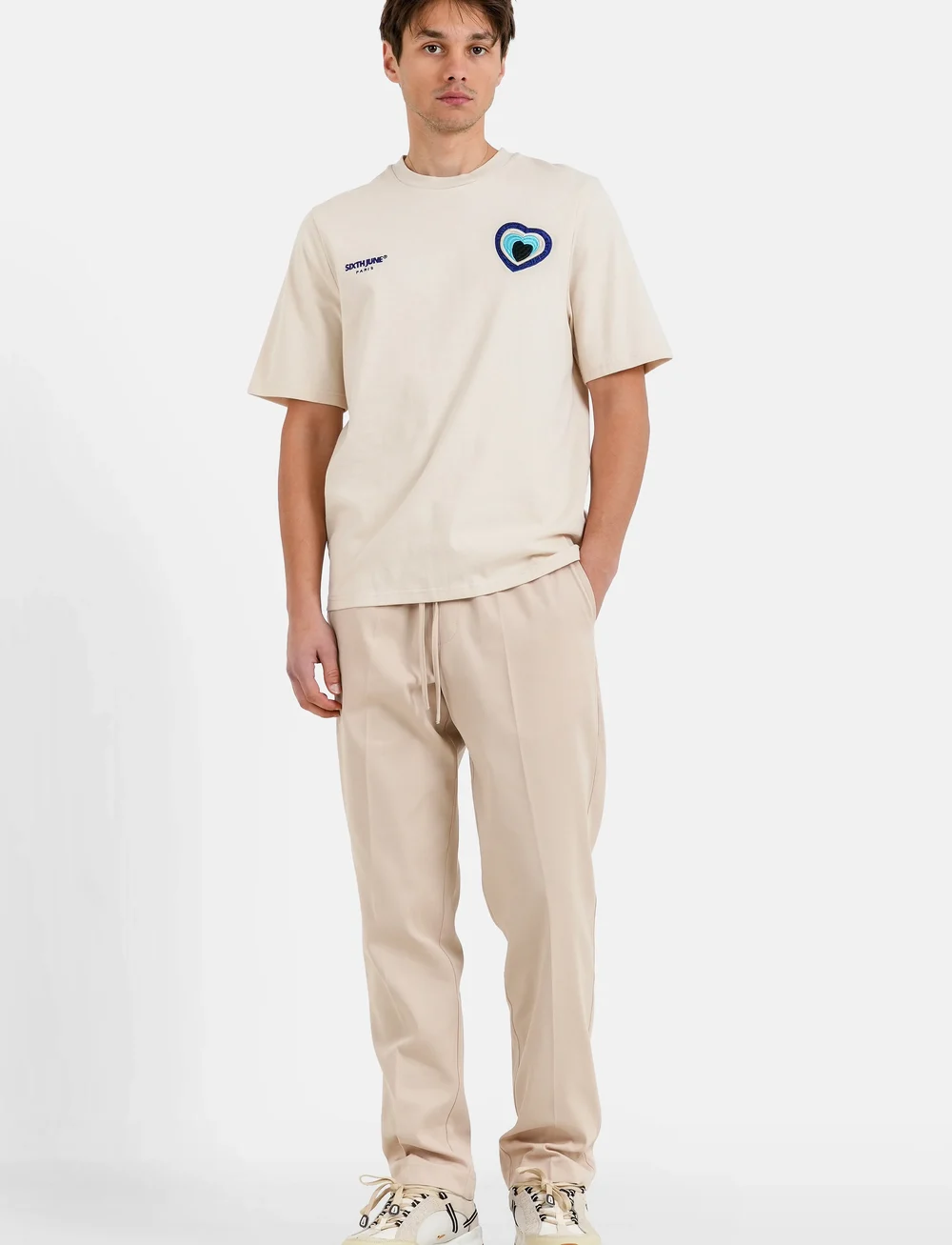 SIXTH JUNE - EMBROIDERED TAILORED PANTS - vabaaja püksid - beige - 3