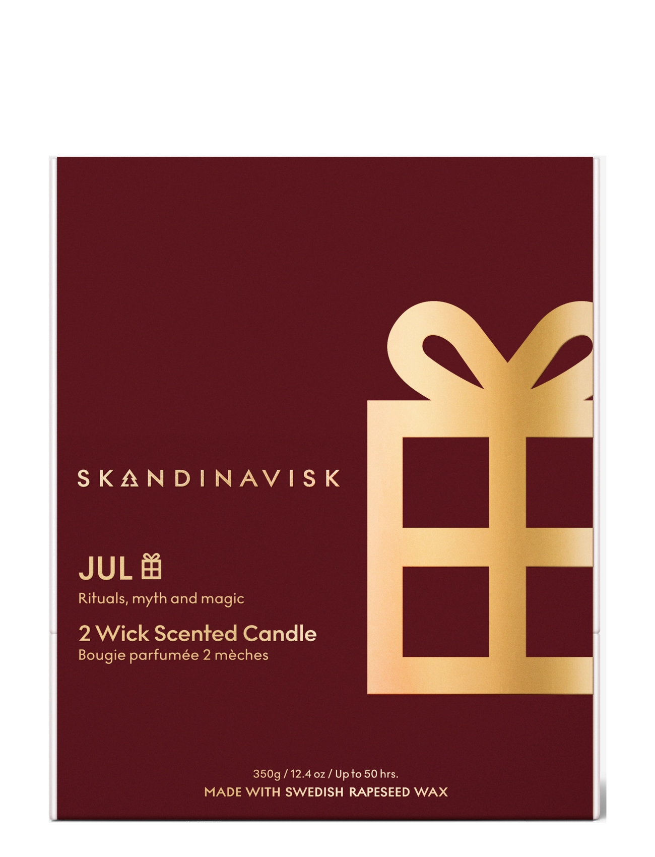 Skandinavisk - JUL 2-wick Gold Symbol Scented Candle 350g - above 500kr - merlot red - 2