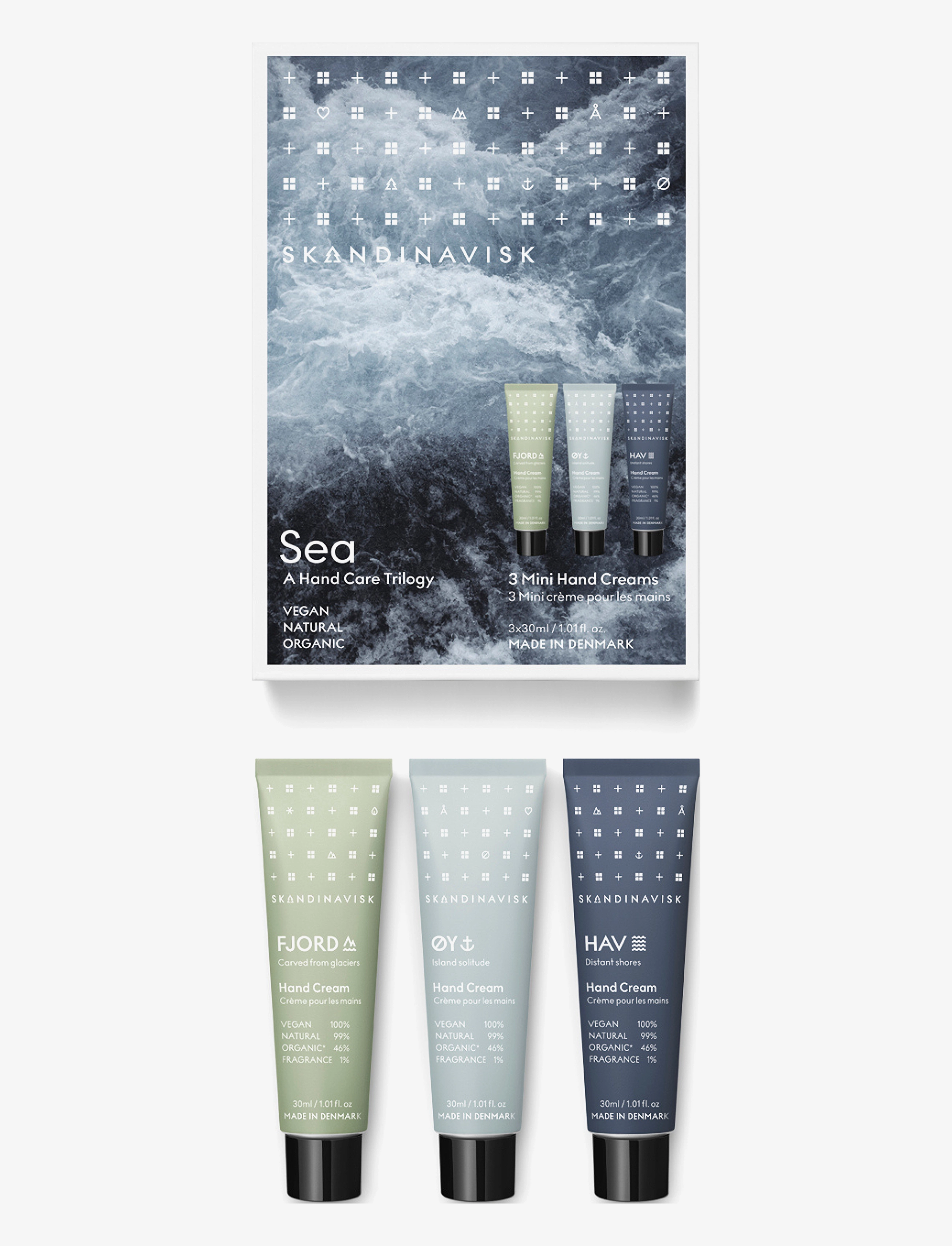 Skandinavisk SEA Mini Hand Cream Giftset 30ml x 3 (FJORD, ØY, HAV) - Handkräm - MULTI / clear