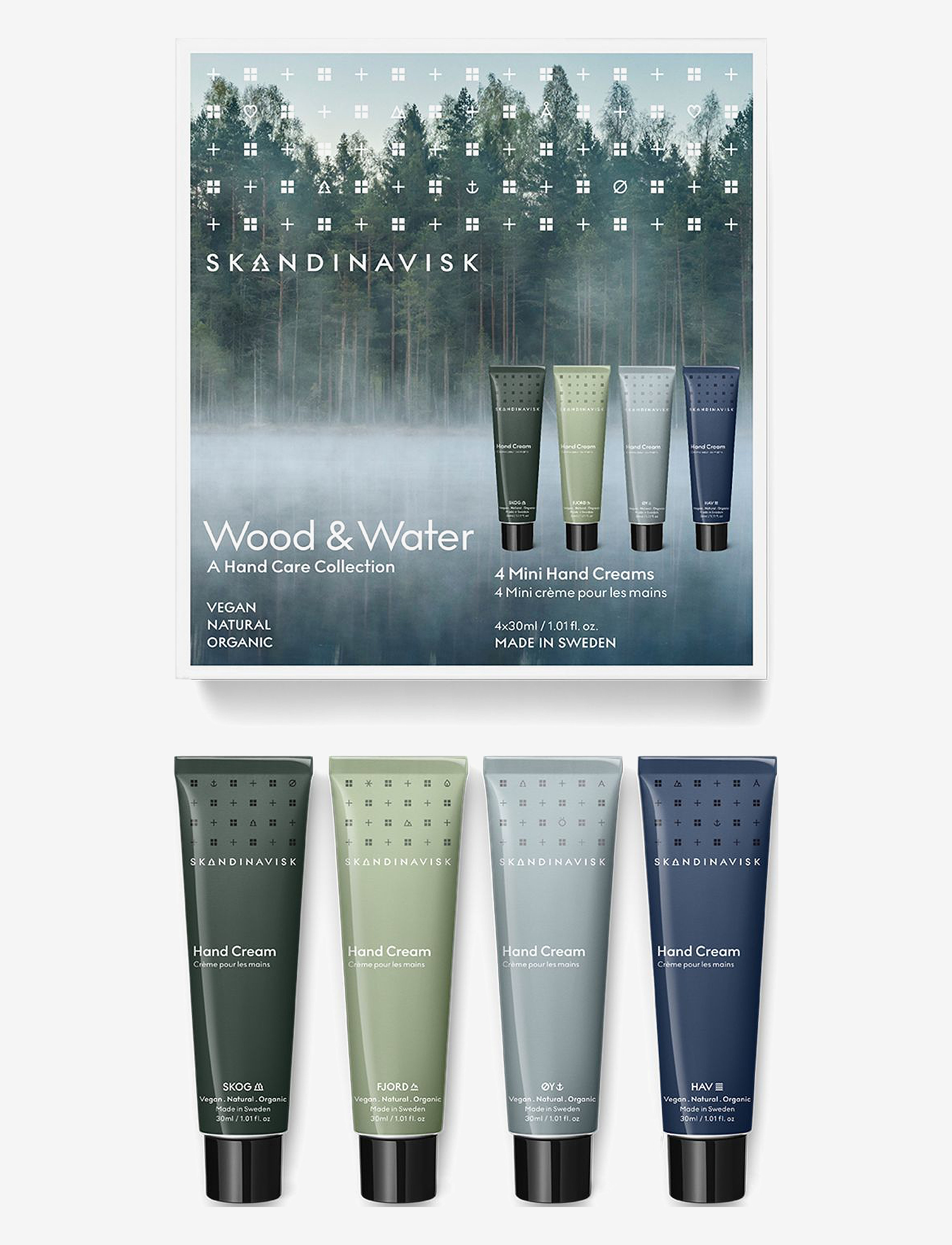 Skandinavisk Wood & Water Mini Handcream Giftset (30Mlx 4), Bath & Body Sæt, Nude, Str: ONE SIZE