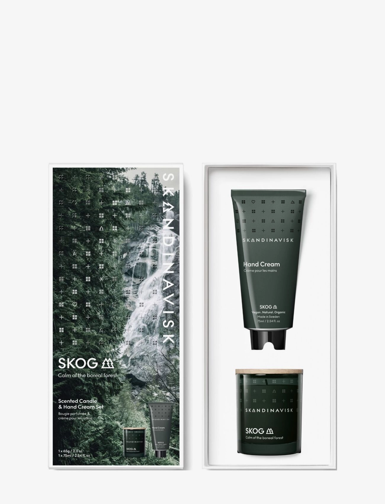 Skandinavisk Skog Scented Candle & Hand Cream Set, Bath & Body Sæt, Grøn, Str: ONE SIZE
