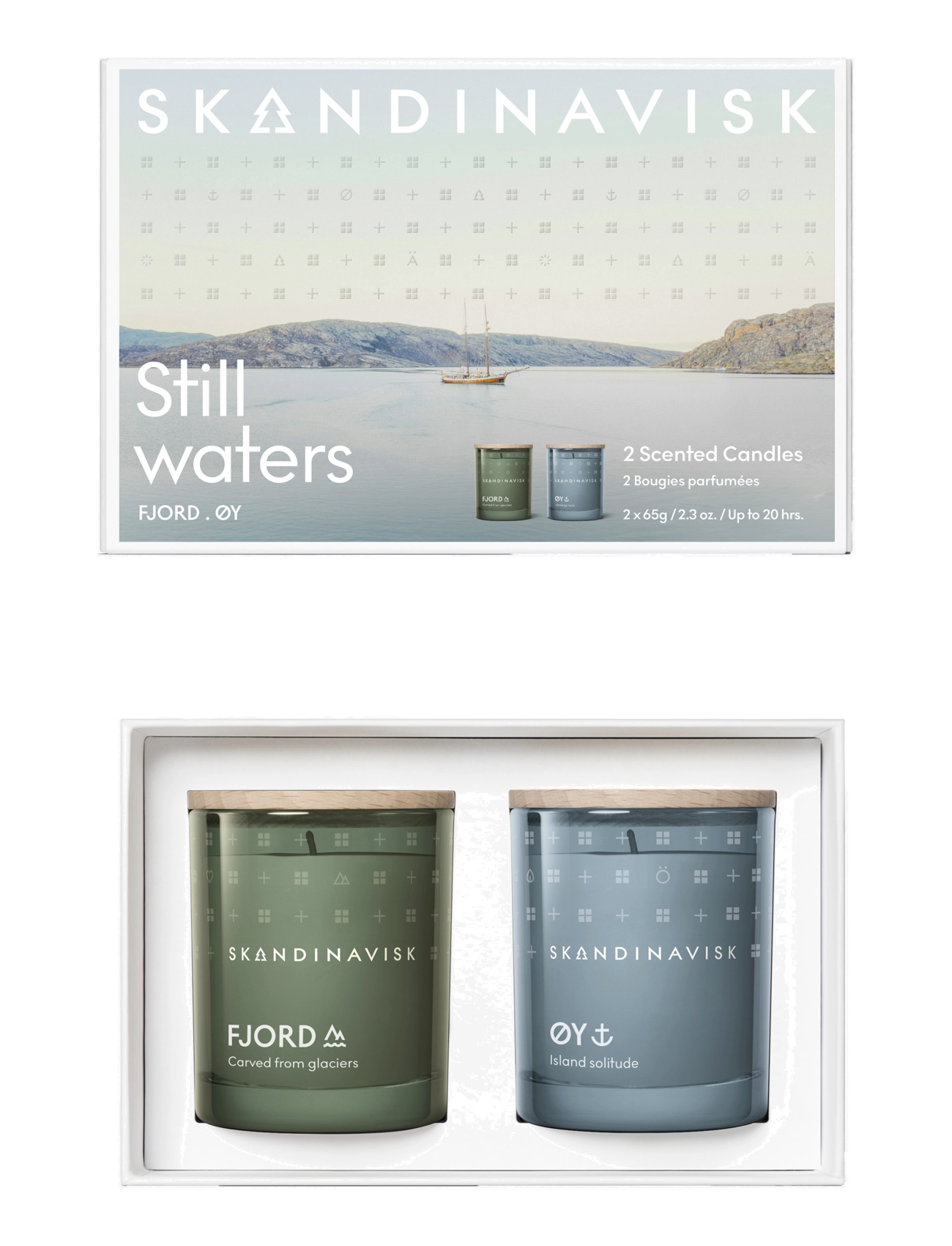 Skandinavisk Still Waters Scented Candle Giftset (FJORD & ØY) - Hemmaspa - MULTICOLOR / clear