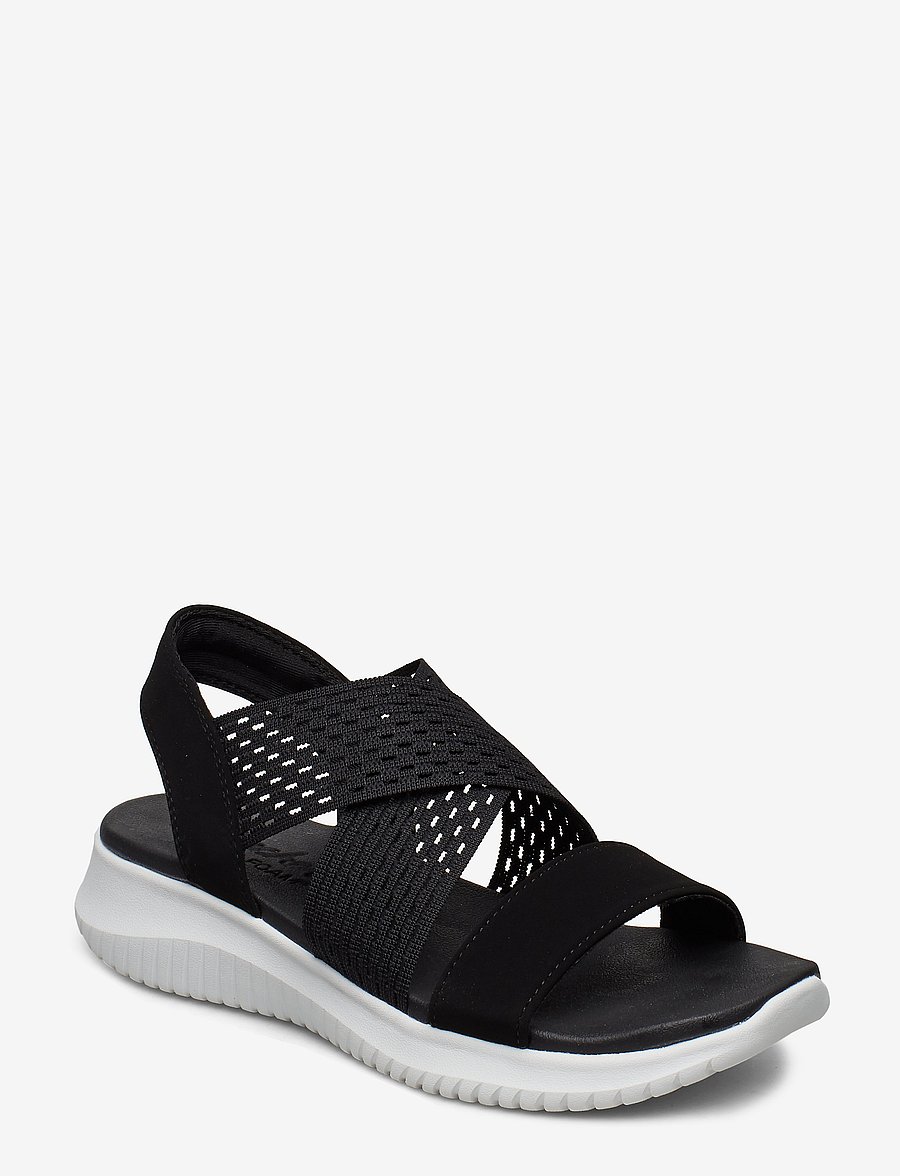 Skechers - Womens Ultra Flex - Neon Star - platta sandaler - blk black - 0