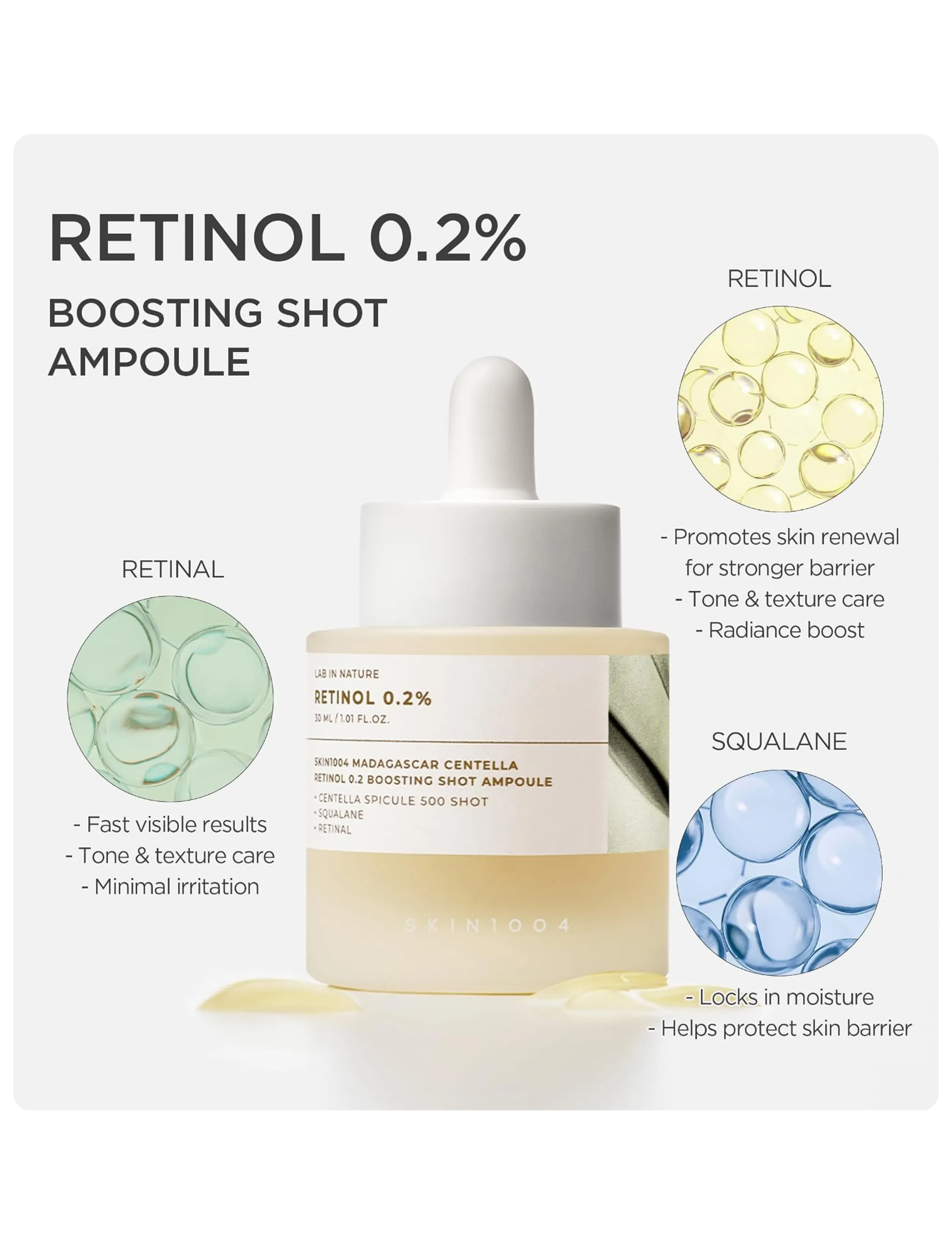 SKIN1004 - Retinol 0.2 Boosting Shot Ampoule - serum & oljor  - clear - 0