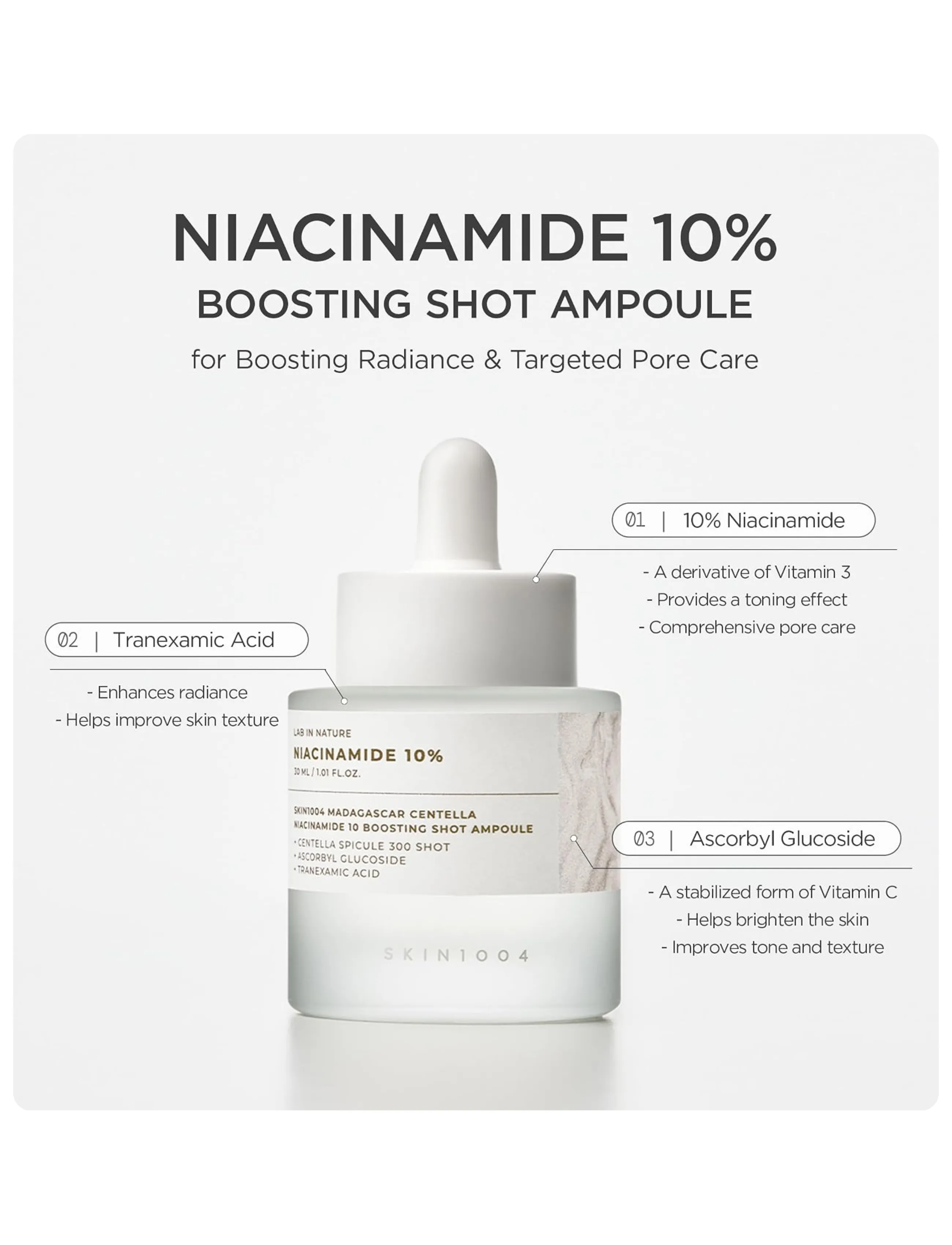SKIN1004 - Niacinamide 10 Boosting Shot Ampoule - serum & oljor  - clear - 0