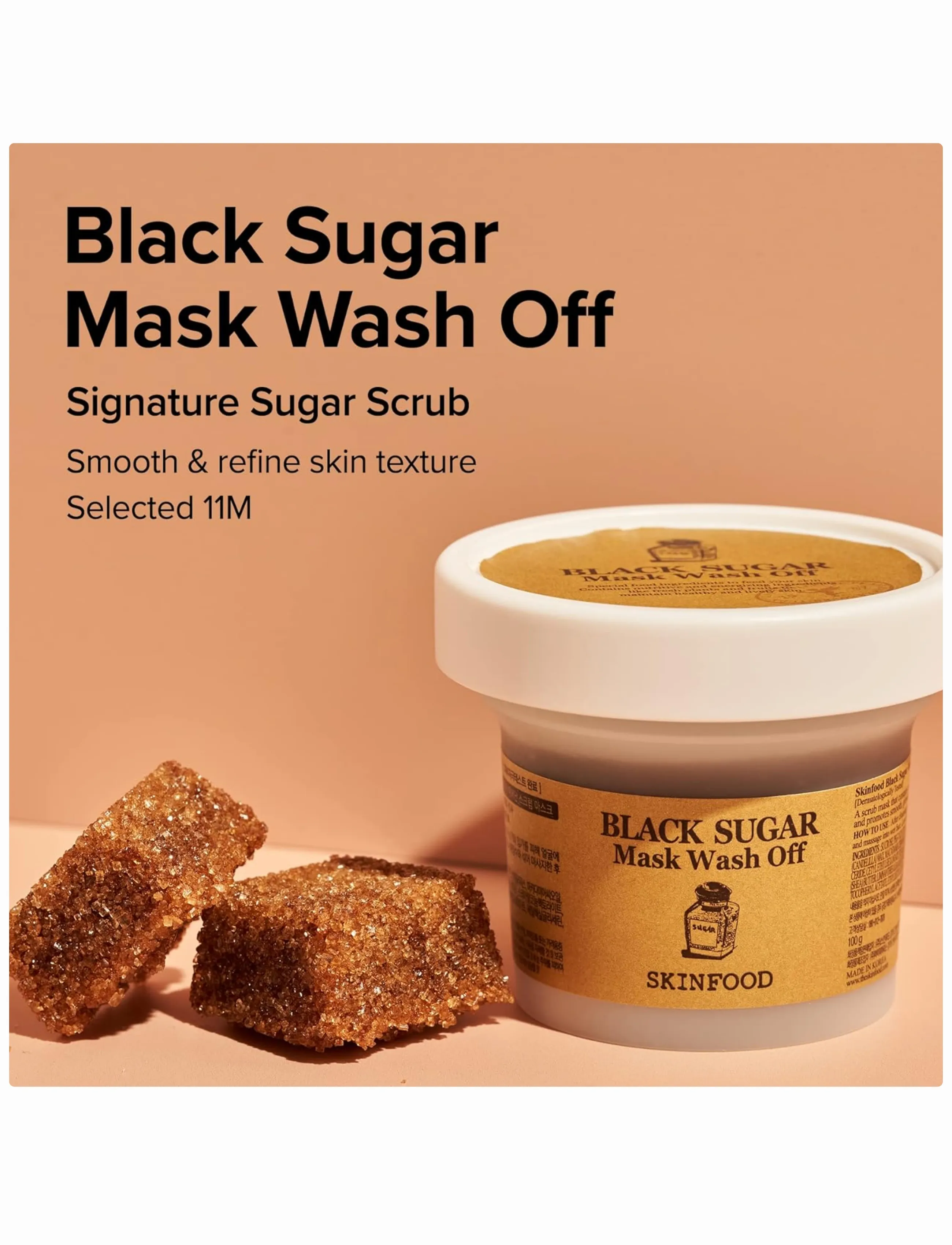 Skinfood Black Sugar Mask Wash Off, 120 G, Nude, Ansigtsmasker > Lermaske, Dame