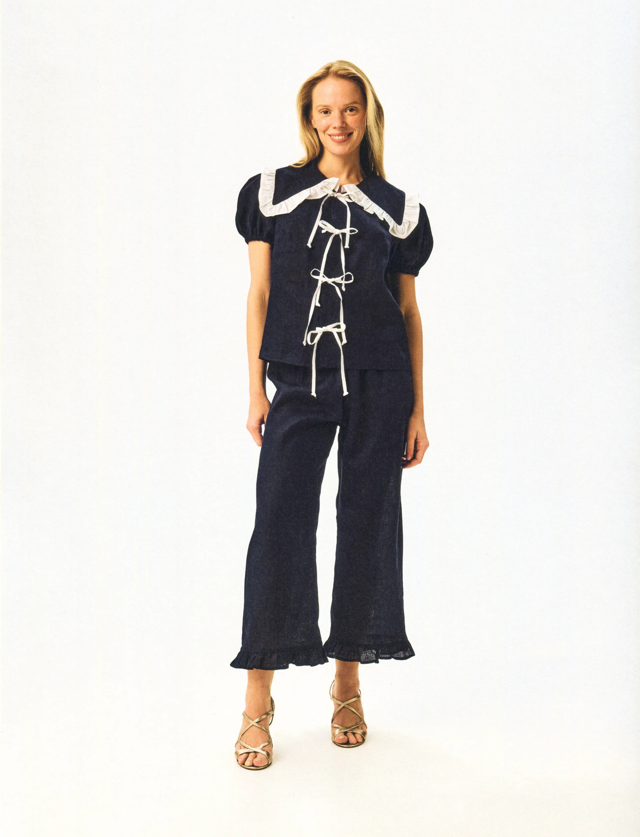 Sleeper Puff Linen Lounge Pants With Headscarf In - - XS 1