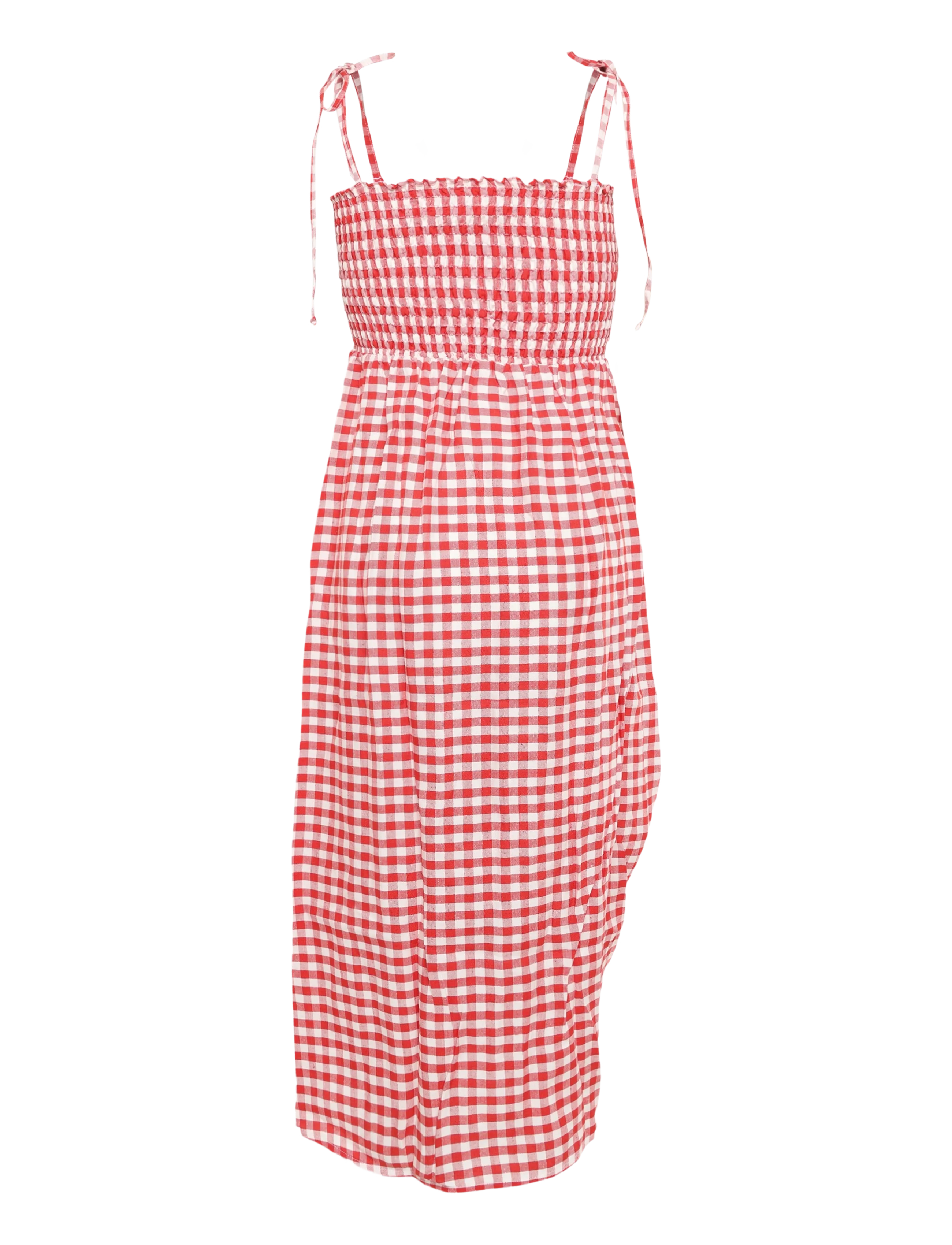 Sleeper - Atlanta Linen Strap Dress with Rose - white&red - 2