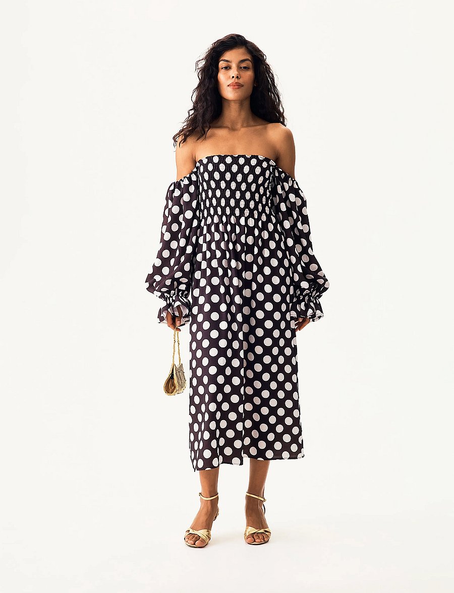 Sleeper - Atlanta Dress with Hair Ribbon - maxi kjoler - black&white - 0